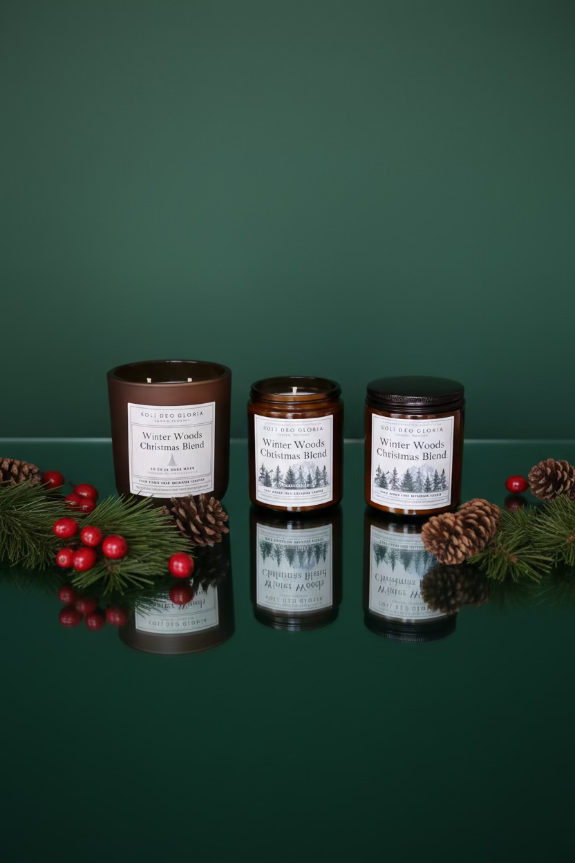 Soli Deo Gloria Candle Company Winter Woods Beeswax Candle | Evergreen Tree Scent