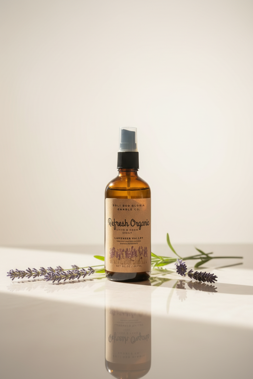 Soli Deo Gloria Candle Company Lavender Valley Scented | Refresh Linen & Room Spray (Organic & Natural Options)