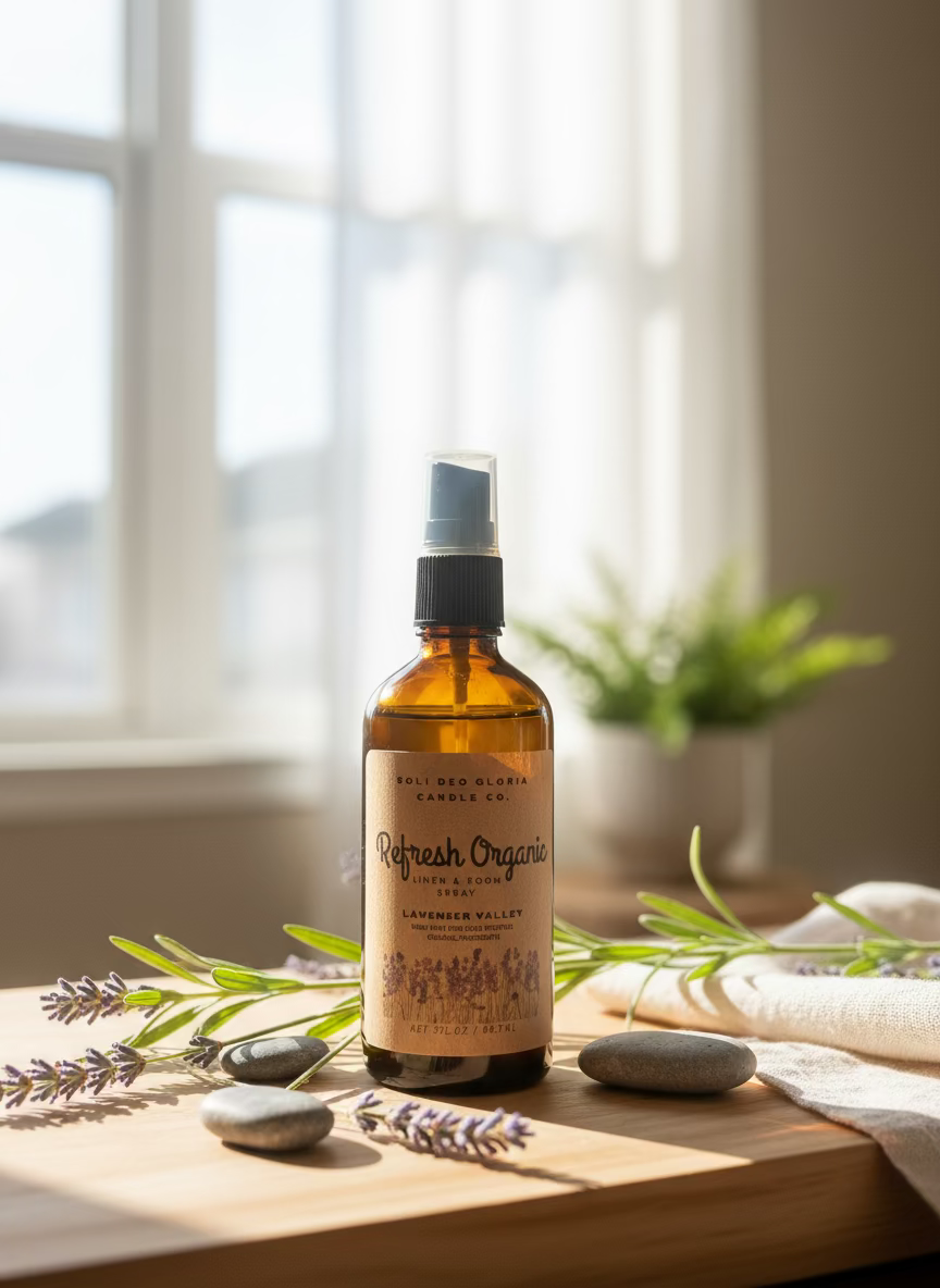 Soli Deo Gloria Candle Company Lavender Valley Scented | Refresh Linen & Room Spray (Organic & Natural Options)