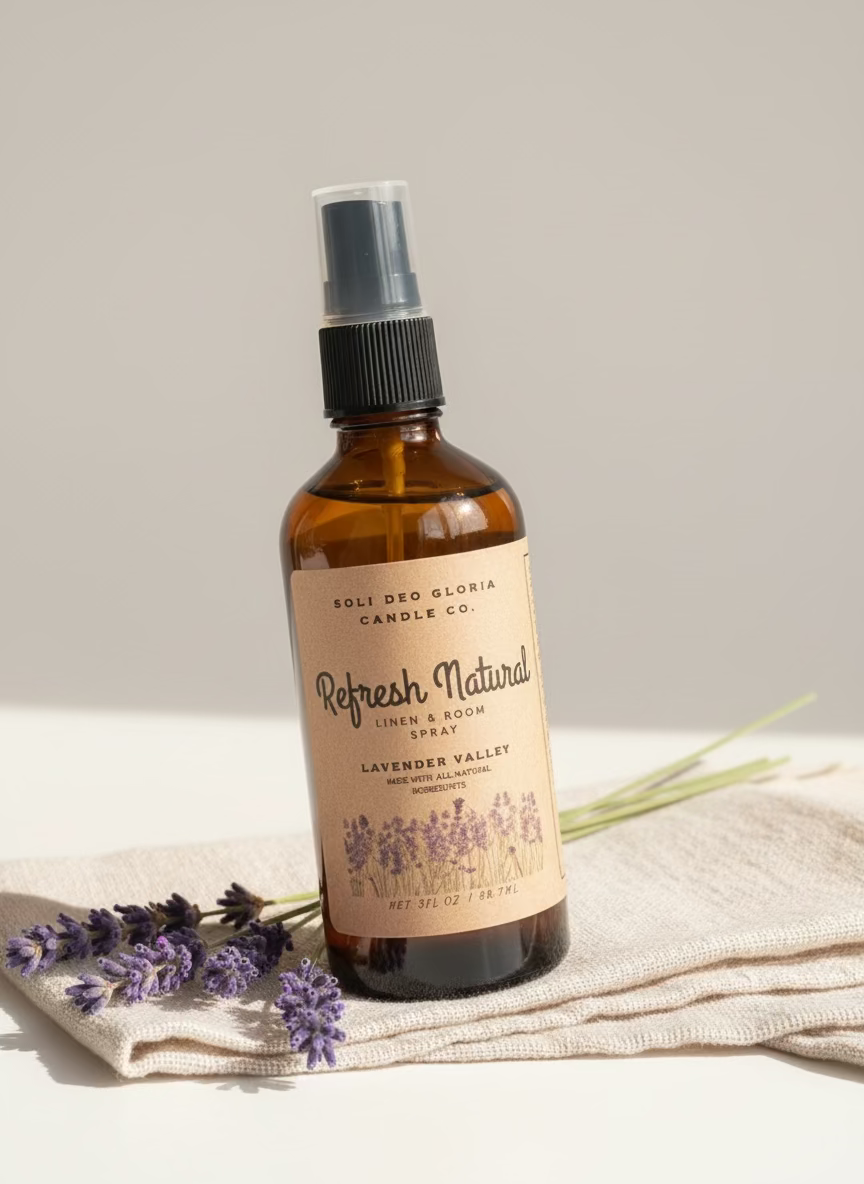 Soli Deo Gloria Candle Company Lavender Valley Scented | Refresh Linen & Room Spray (Organic & Natural Options)