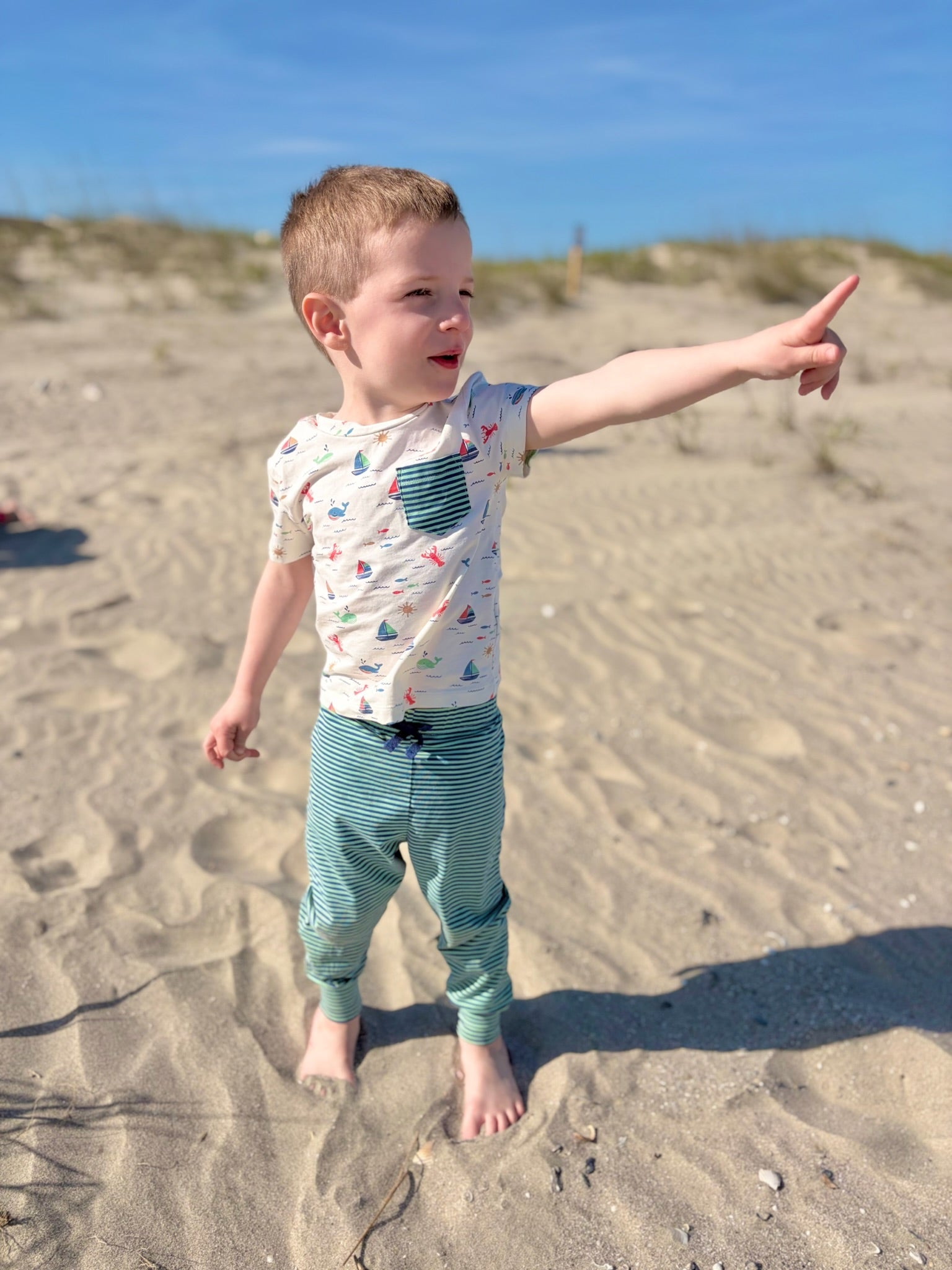 IzzyLee's Pocket Tee - Casco Bay Harbor Blue Stripe