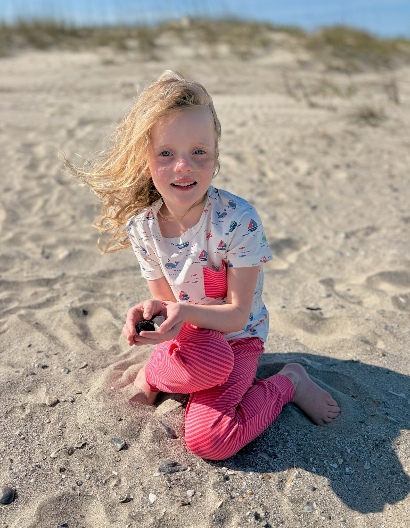 IzzyLee's Jogger Set - Casco Bay Coral Stripe