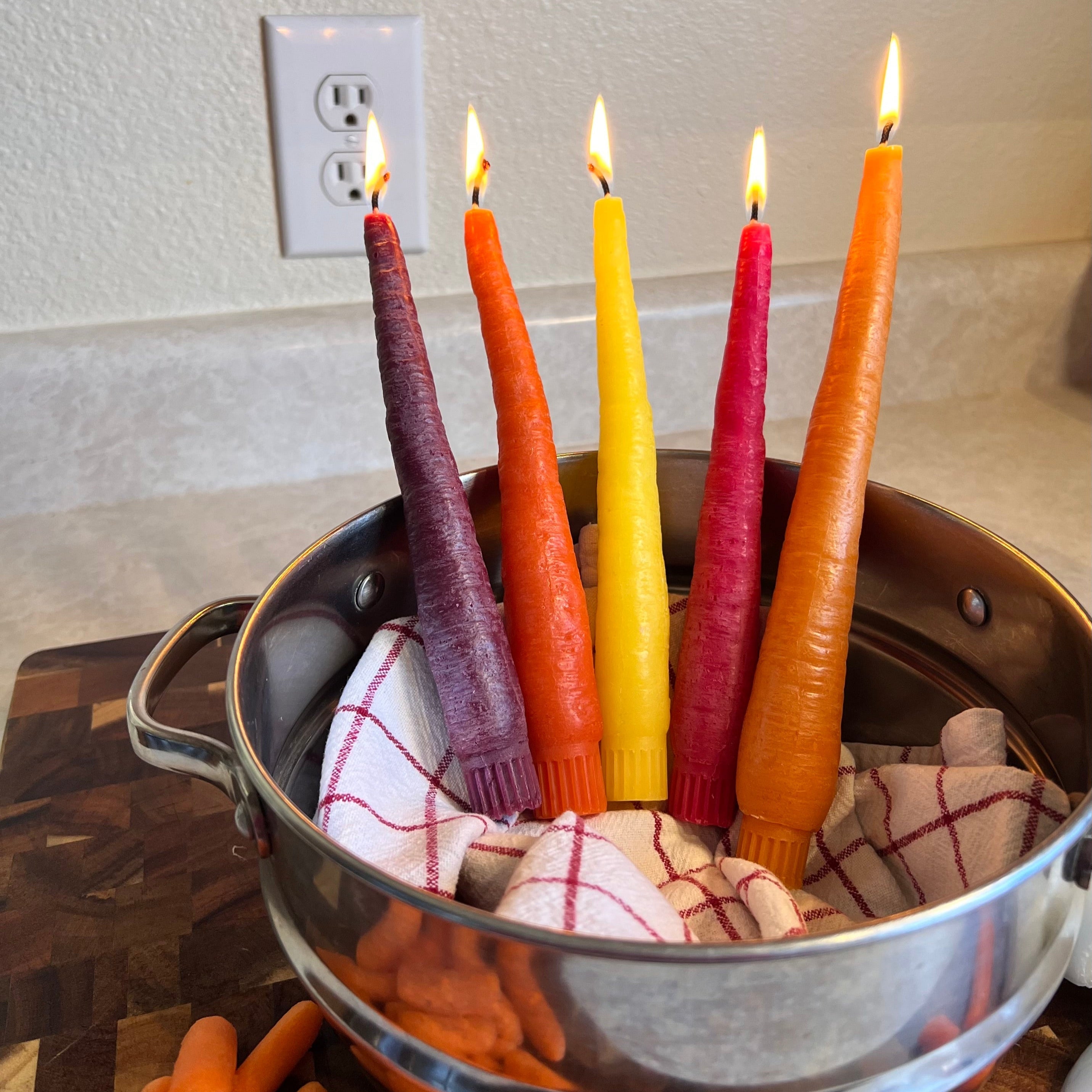 Happy Organics Rainbow Carrot Taper Beeswax Candle - Set Of 5