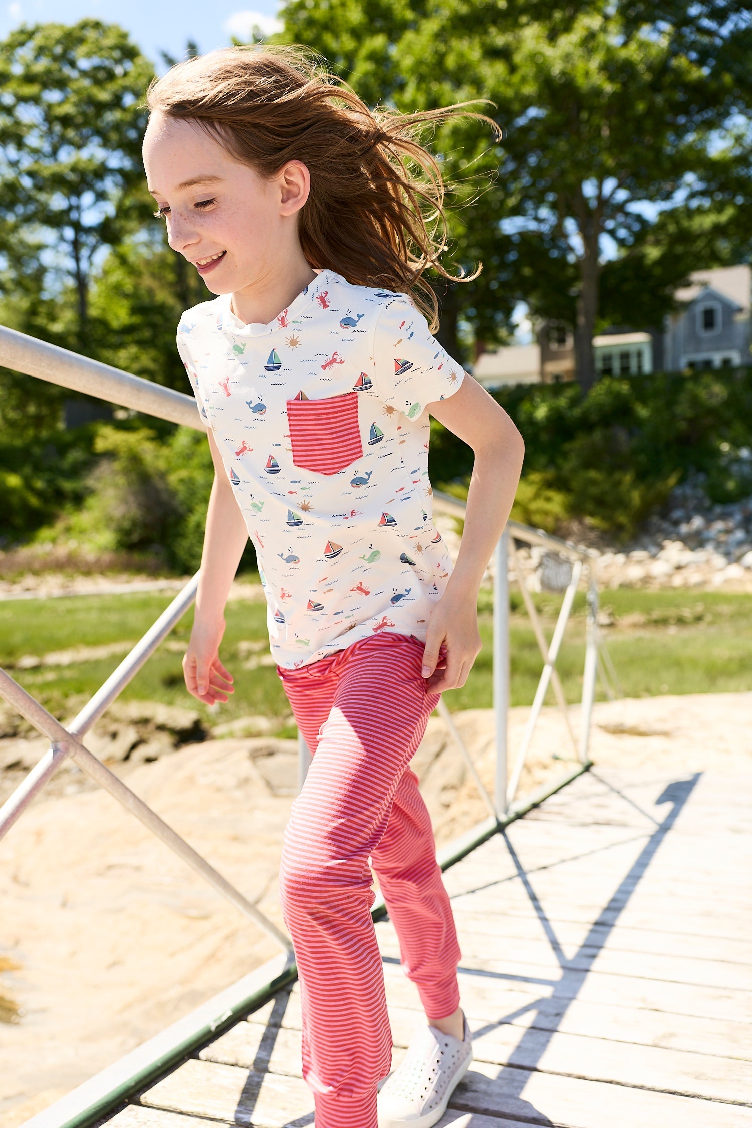 IzzyLee's Jogger - Coral Stripe