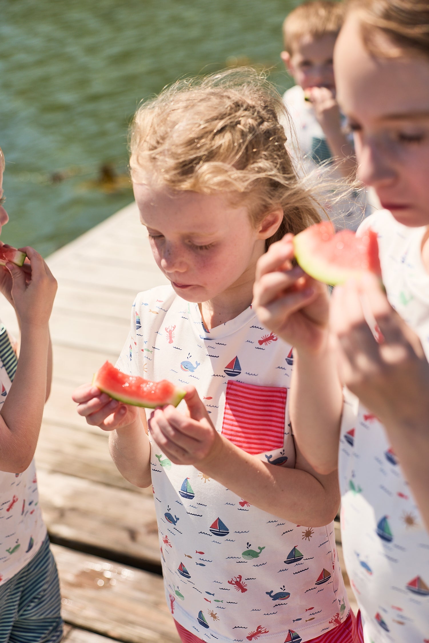 IzzyLee's Pocket Tee - Casco Bay Coral Stripe