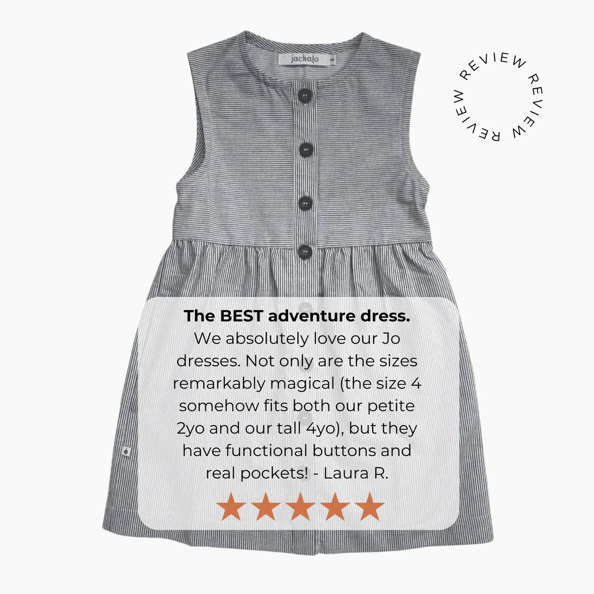 Jackalo - Jo Dress- Engineer Stripe - Organic Cotton