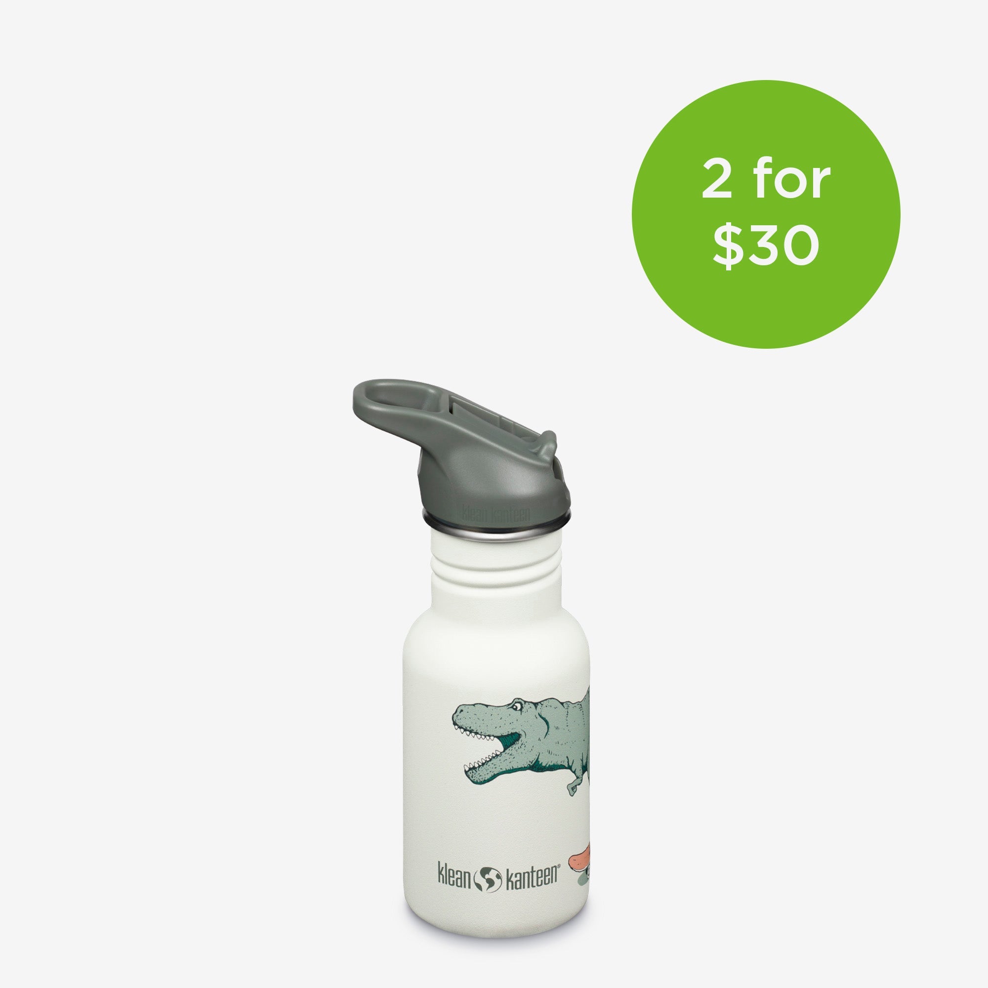 Klean Kanteen 12 oz Classic Kid's Water Bottle with Flip Seal Sport Cap and Straw