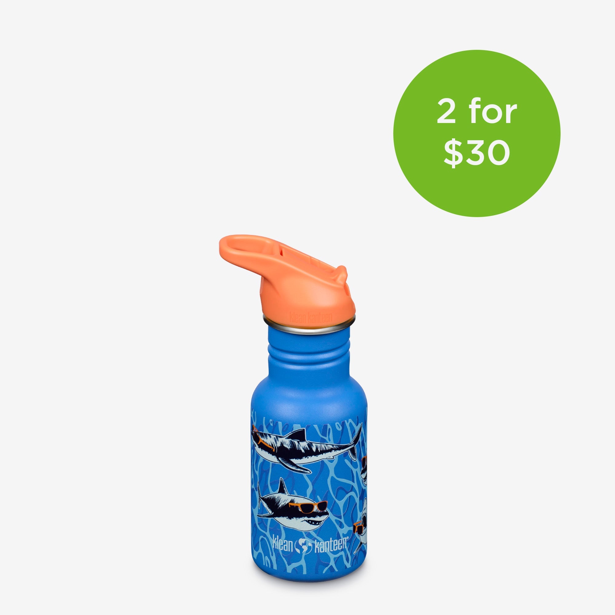 Klean Kanteen 12 oz Classic Kid's Water Bottle with Flip Seal Sport Cap and Straw