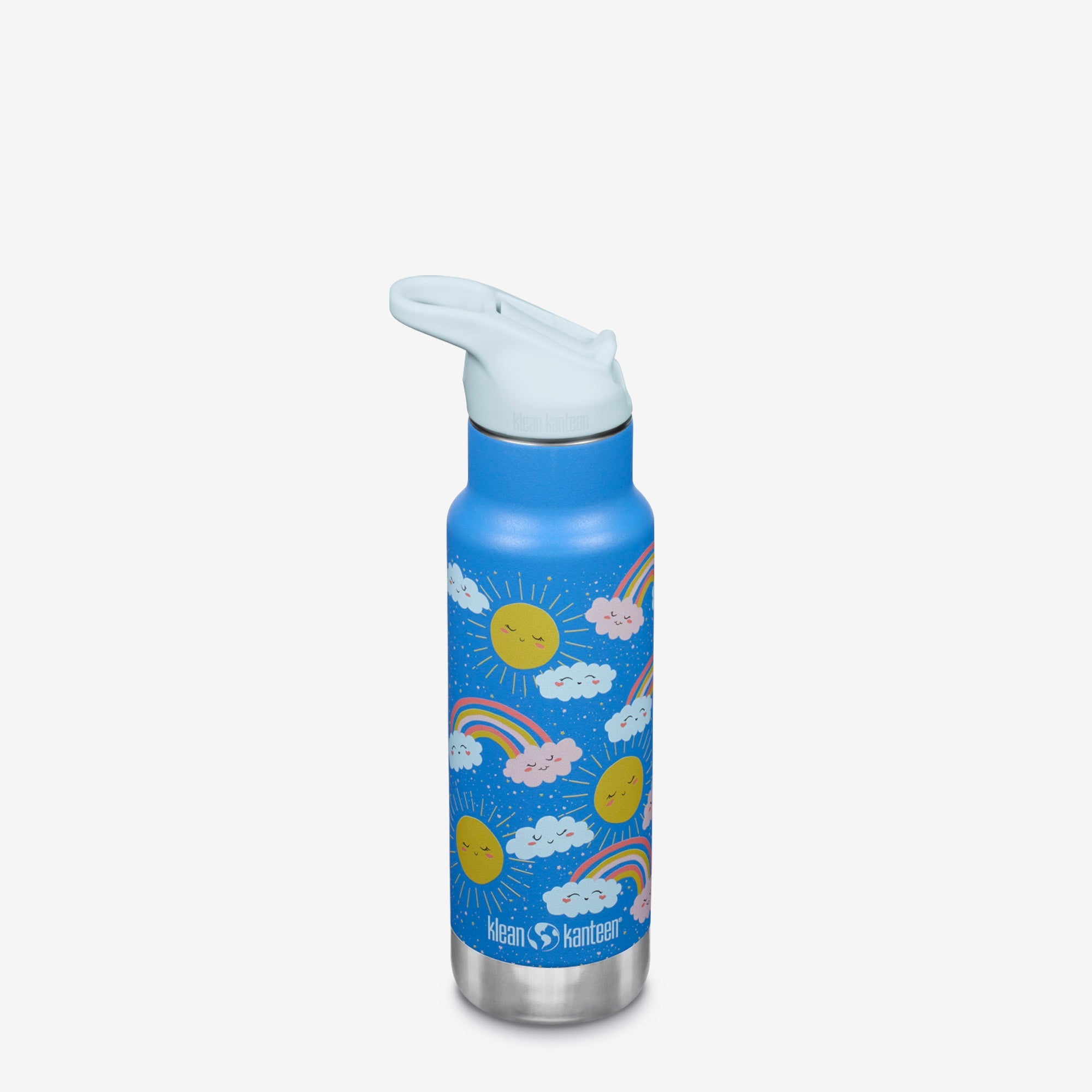 Klean Kanteen 12 oz Classic Kid's Insulated Water Bottle with Flip Seal  Sport Cap and Straw - Rainbows Blue