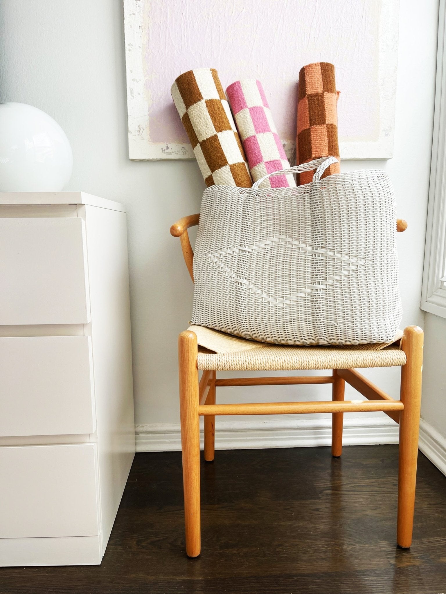 Archive New York Zapotec Checkered Rug in Umber & Ivory