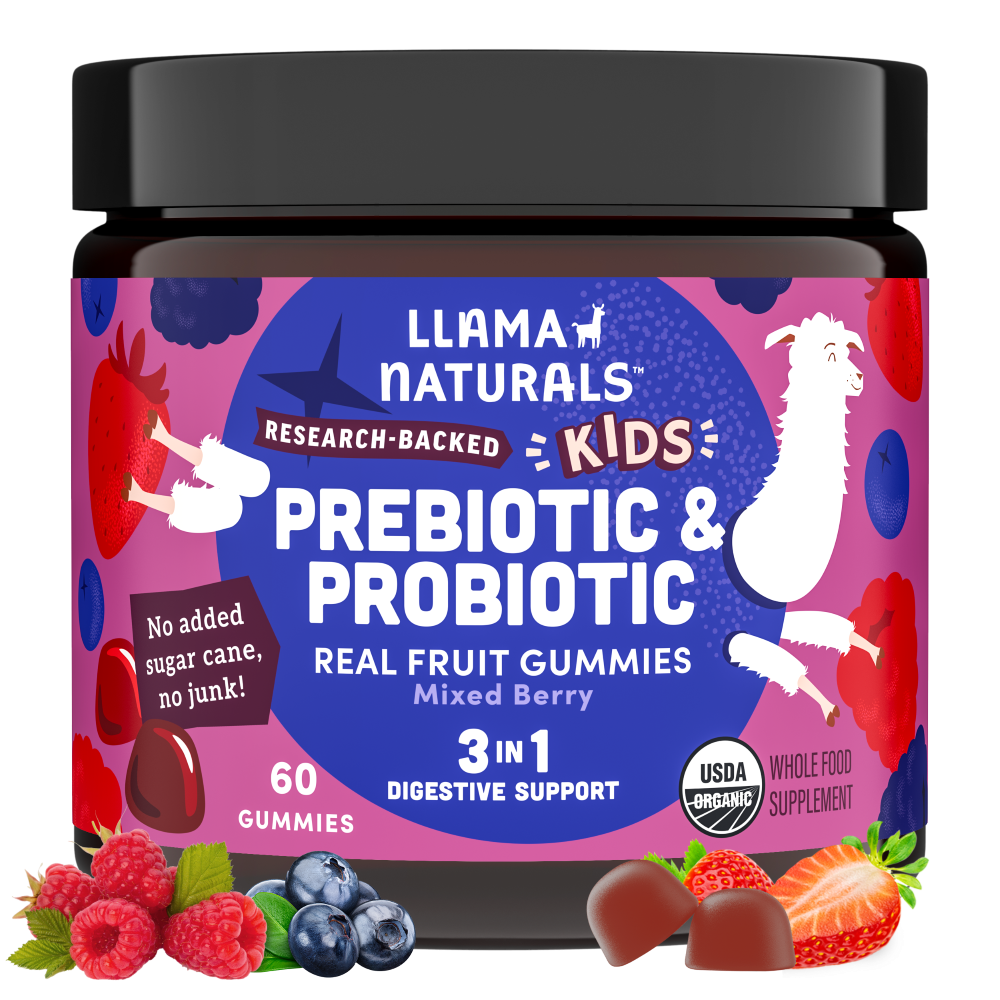 Llama Naturals Organic Kids Pre & Probiotic Gummies - Mixed Berry