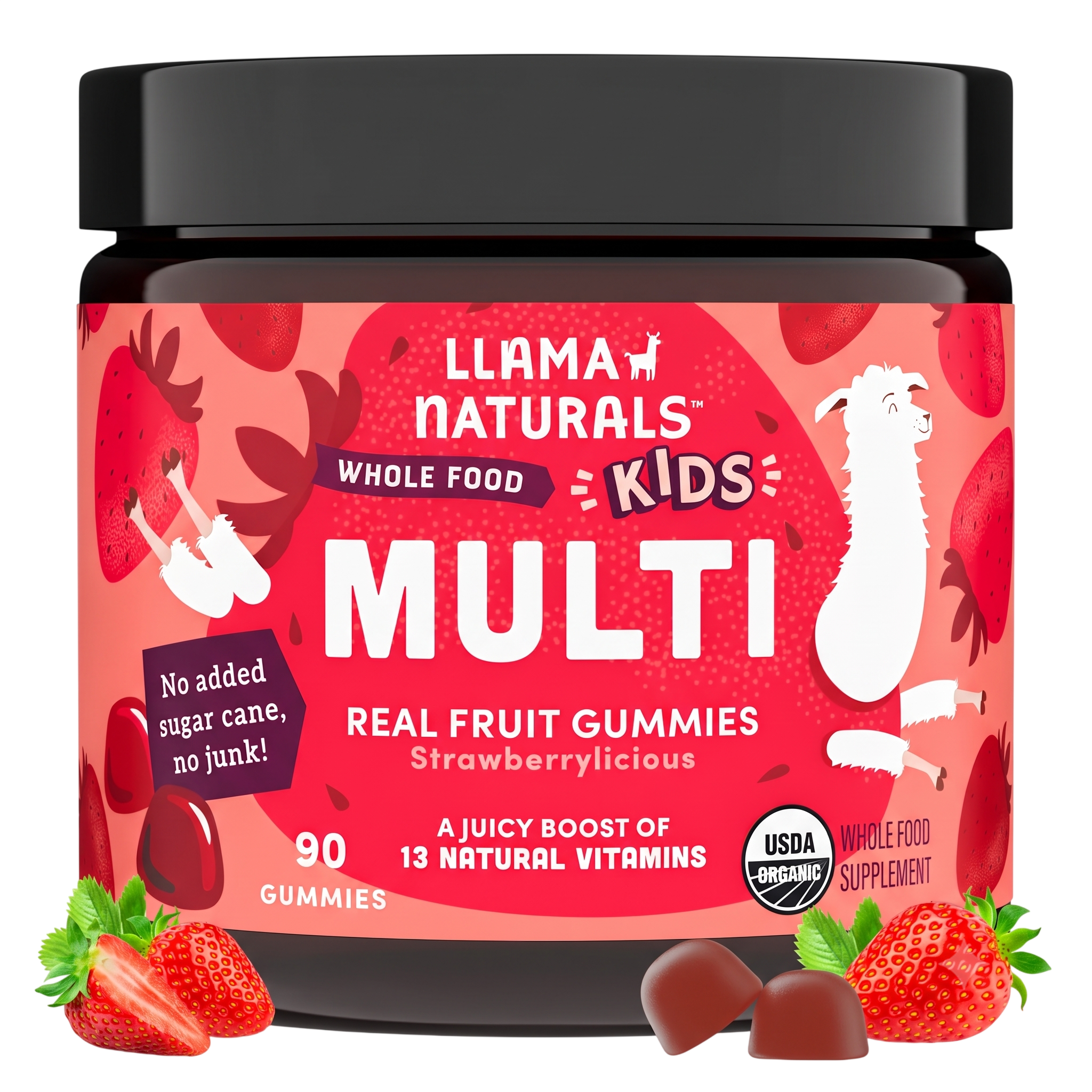 Llama Naturals Organic Kids Multivitamin - Strawberry Gummies