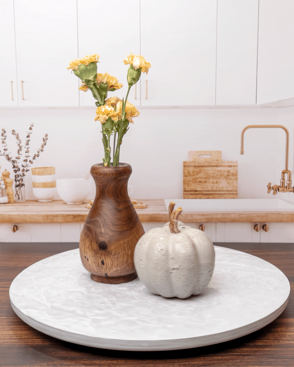 Rustic Strength Concrete Lazy Susan | White | 15" diameter