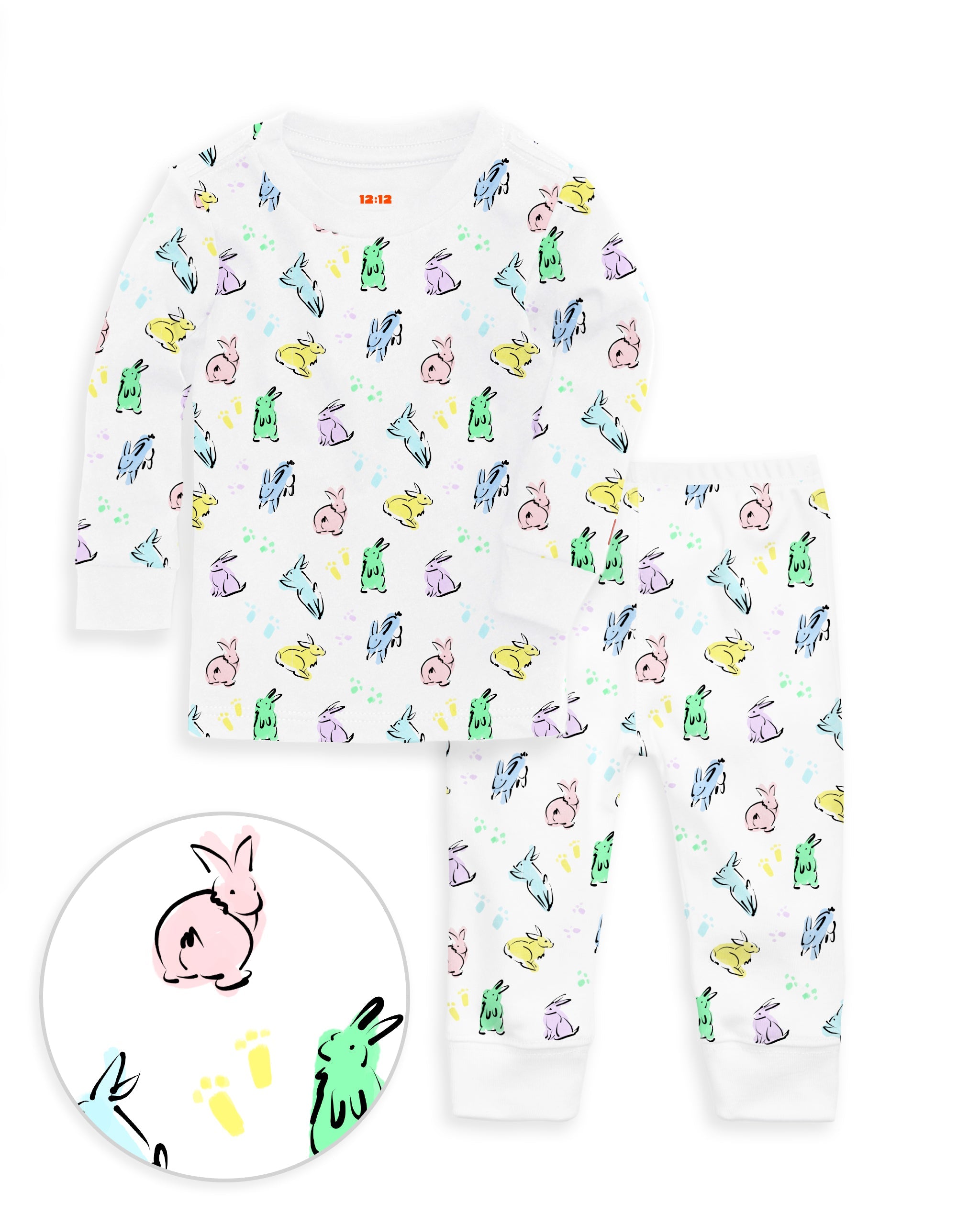 12|12 The Organic Long Sleeve Pajama Set [Bunny Hop]