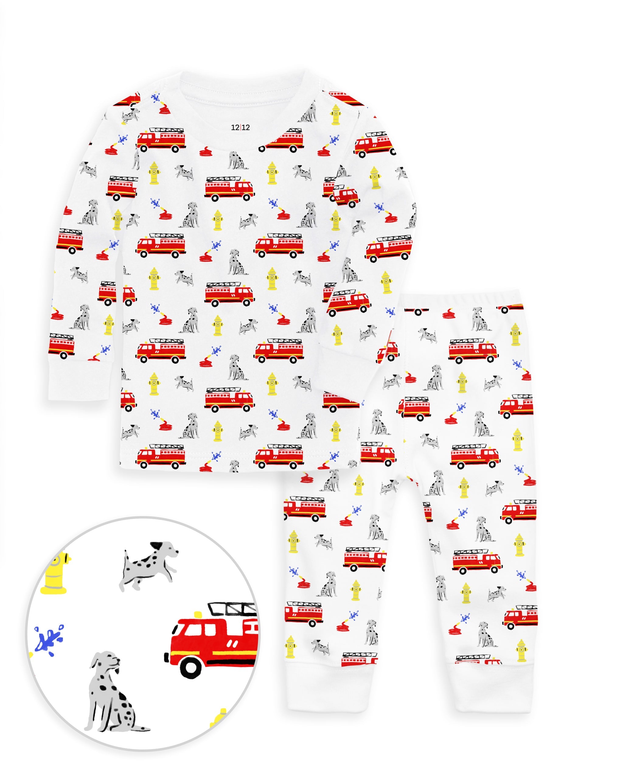 12|12 The Organic Long Sleeve Pajama Set [Fire Trucks]
