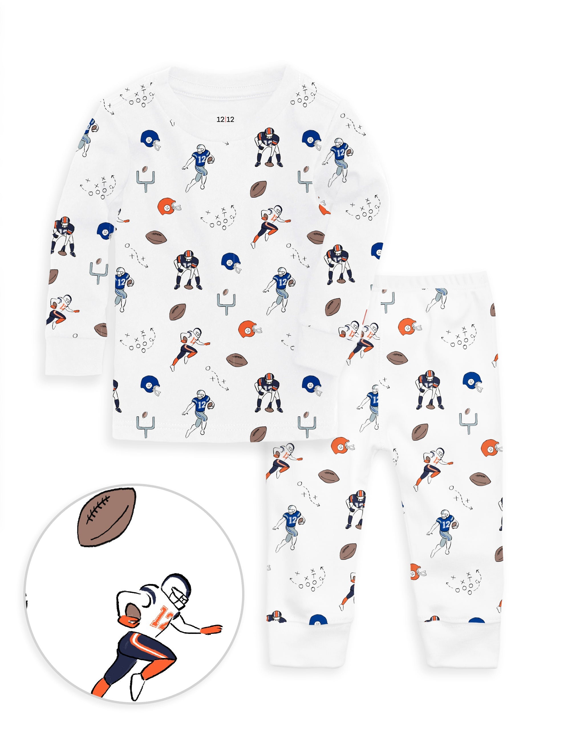 12|12 The Organic Long Sleeve Pajama Set [Football]