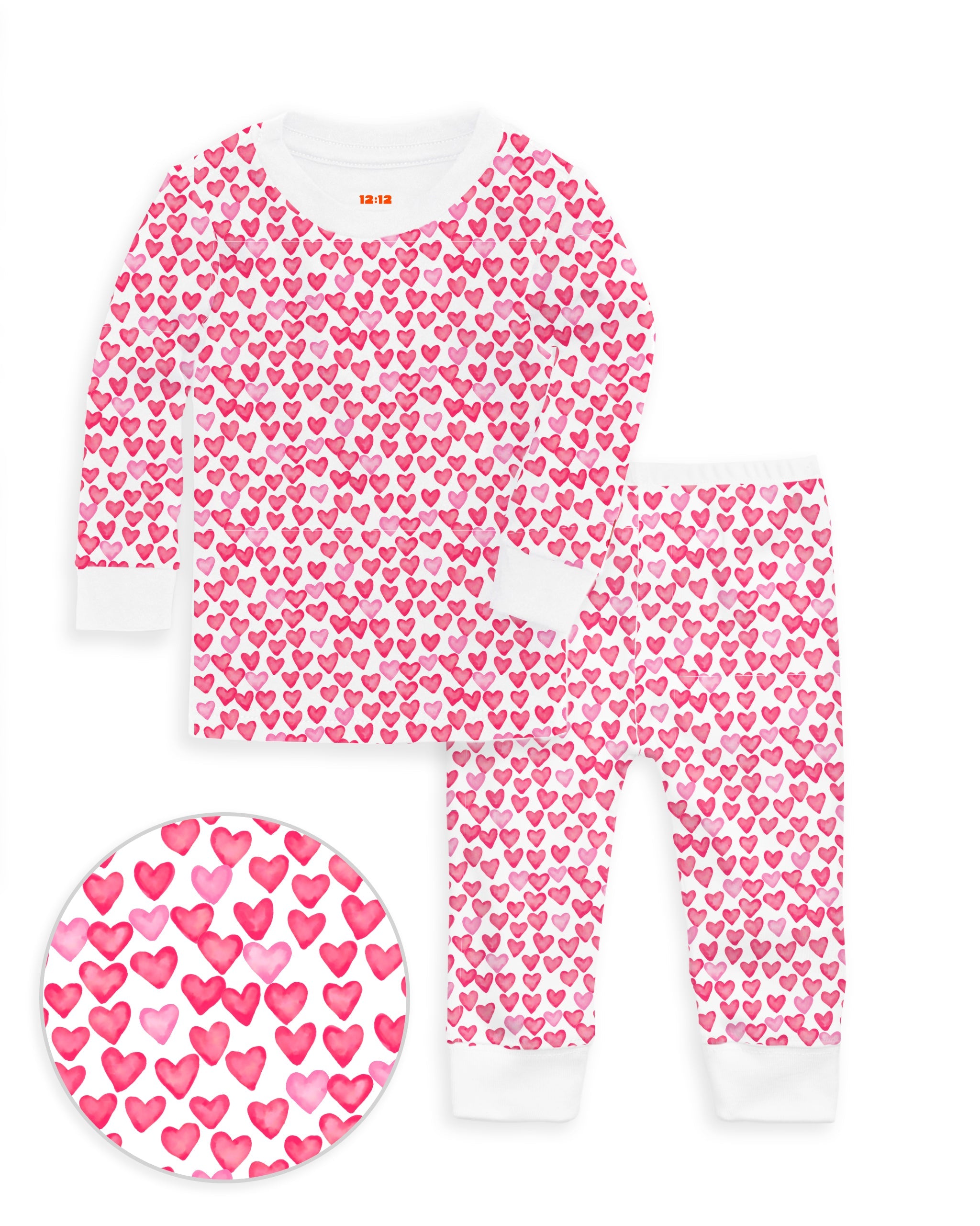 12|12 The Organic Long Sleeve Pajama Set [Sweethearts]
