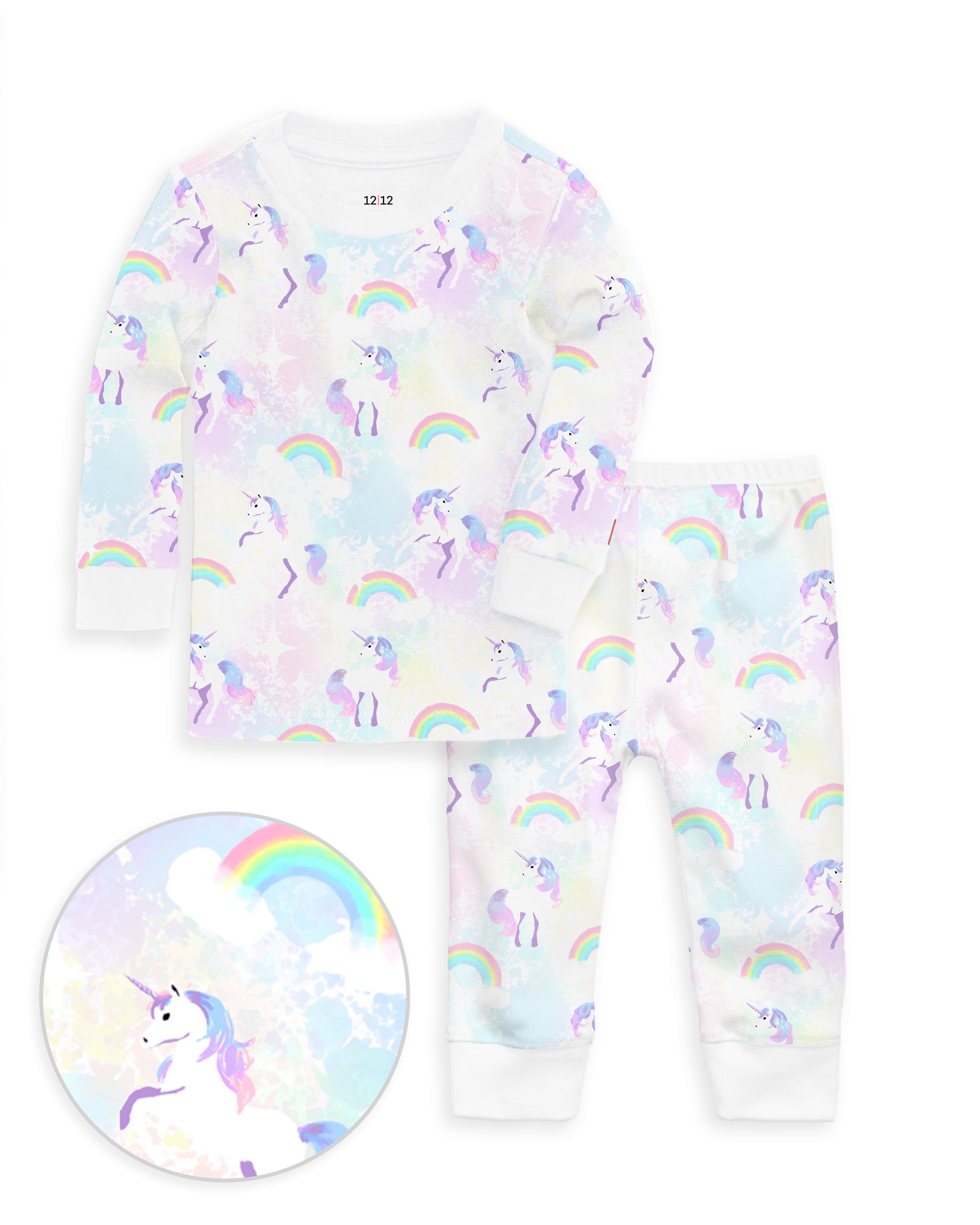 12|12 The Organic Long Sleeve Pajama Set [Unicorns and Rainbows]