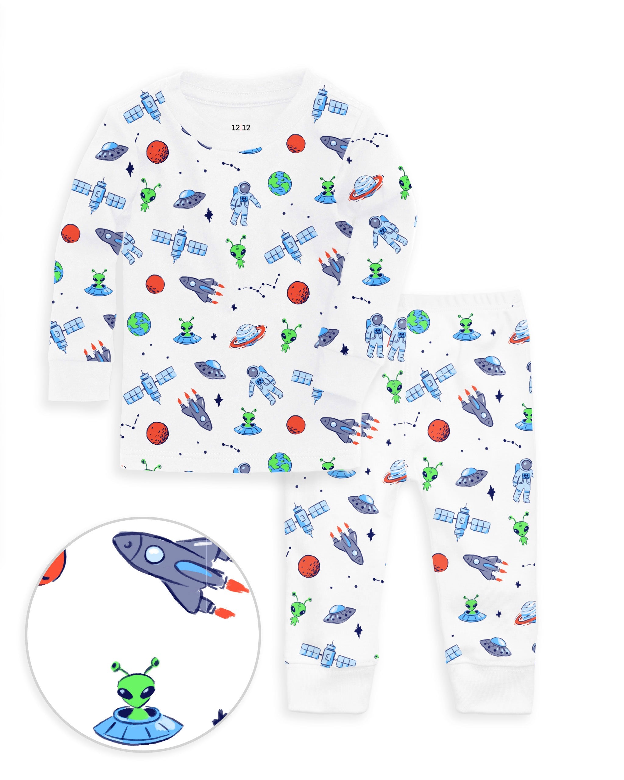 12|12 The Organic Long Sleeve Pajama Set [Aliens and Astronauts]