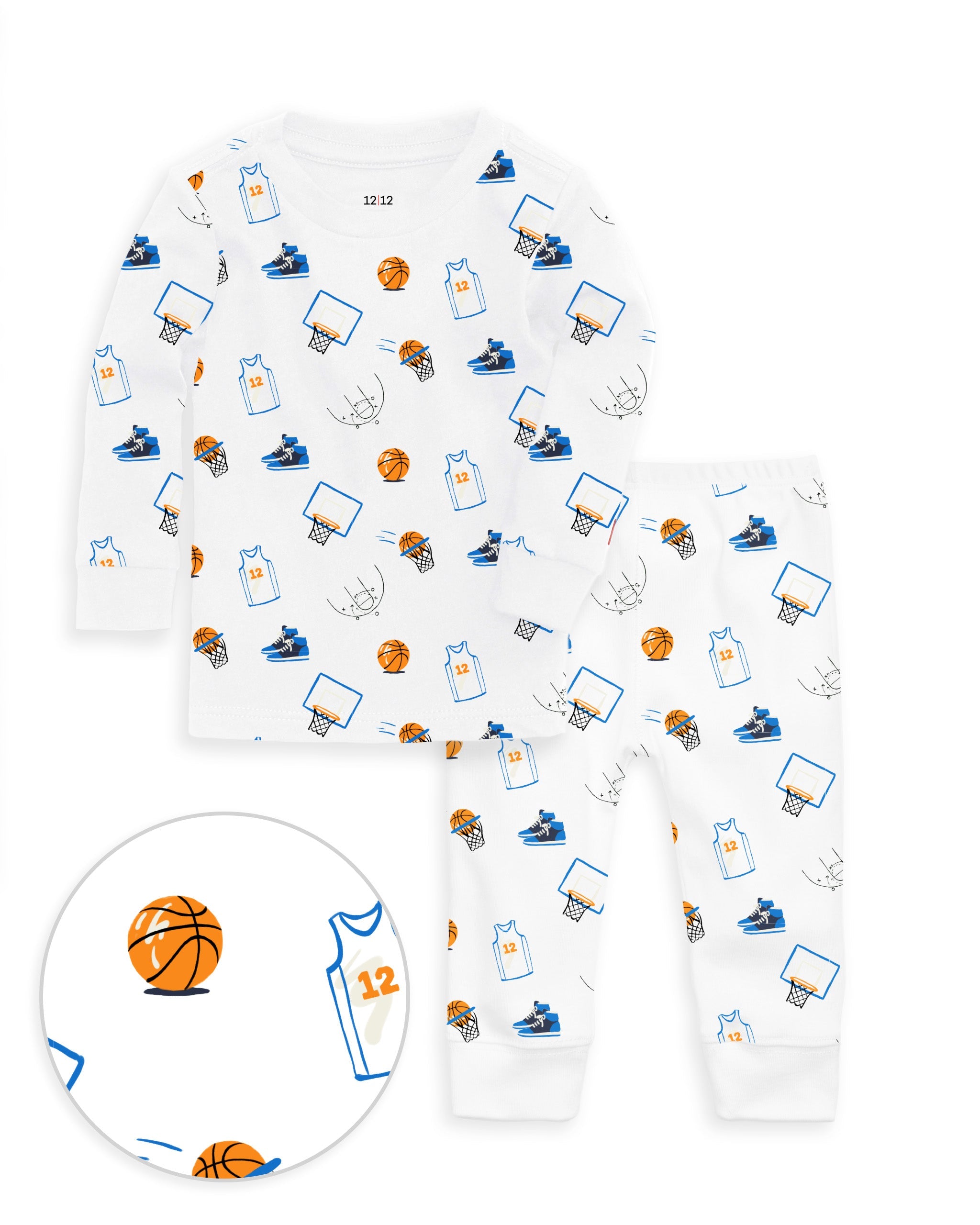 12|12 The Organic Long Sleeve Pajama Set [Basketball]