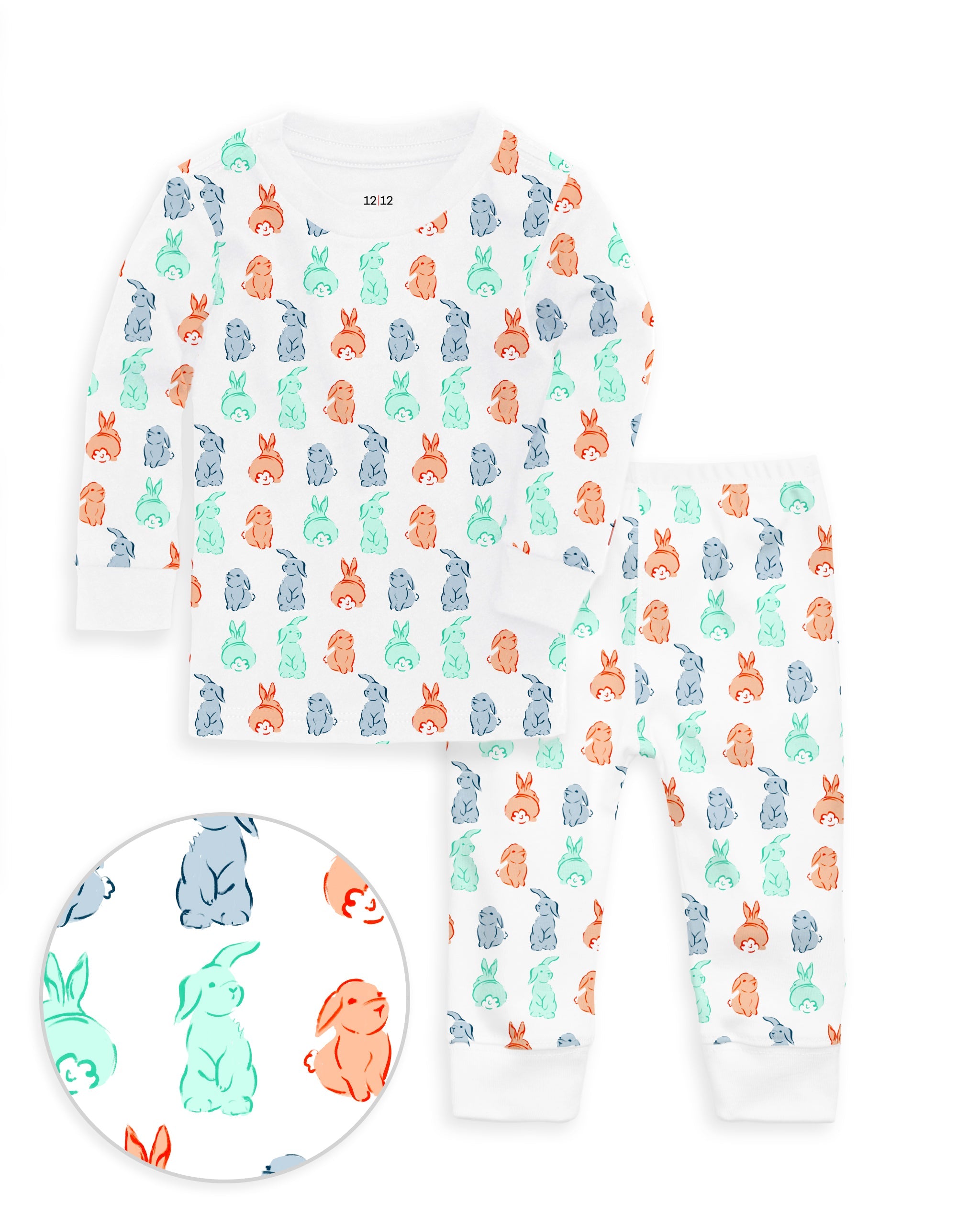 12|12 The Organic Long Sleeve Pajama Set [Bunny Tails]