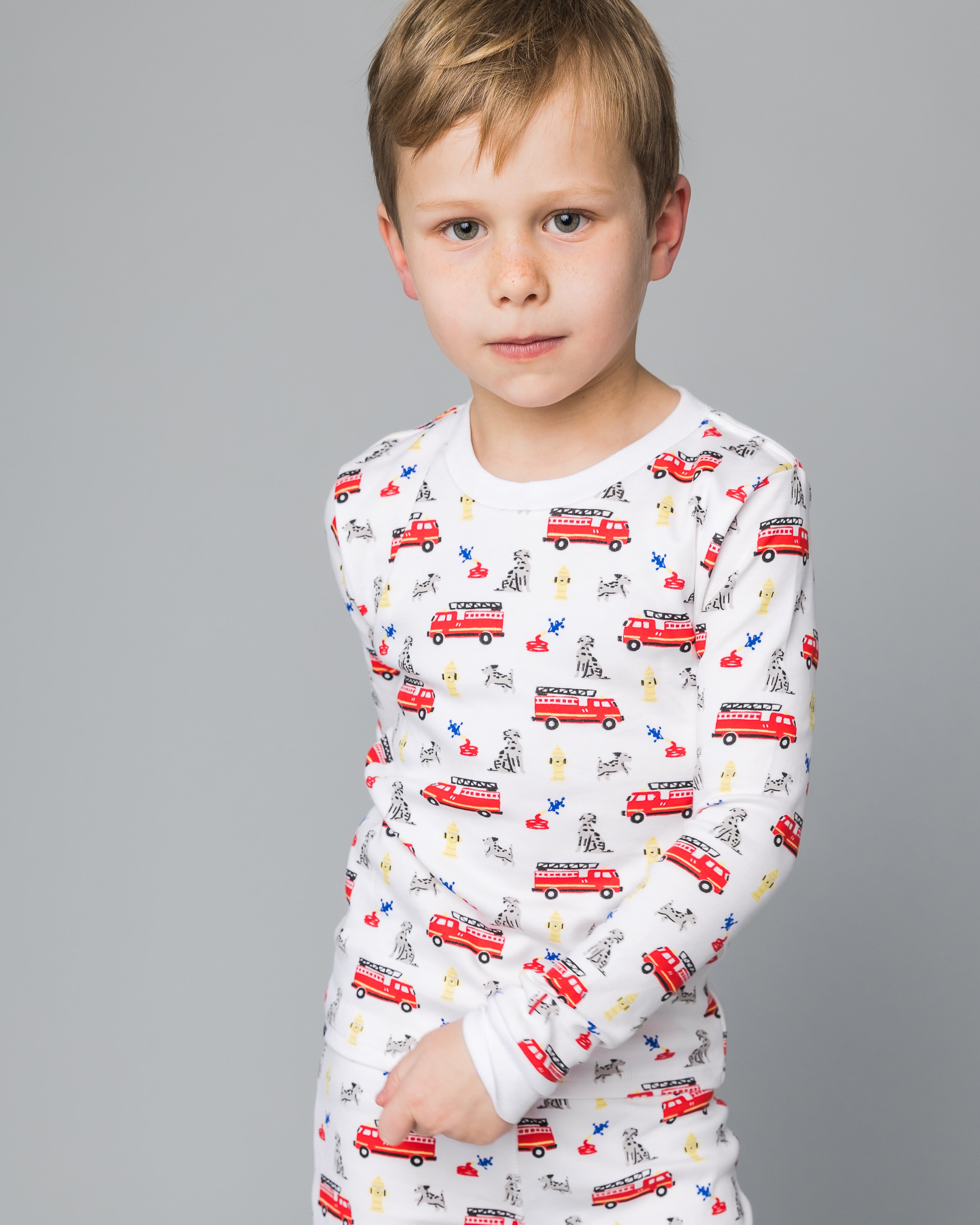 12|12 The Organic Long Sleeve Pajama Set [Fire Trucks]