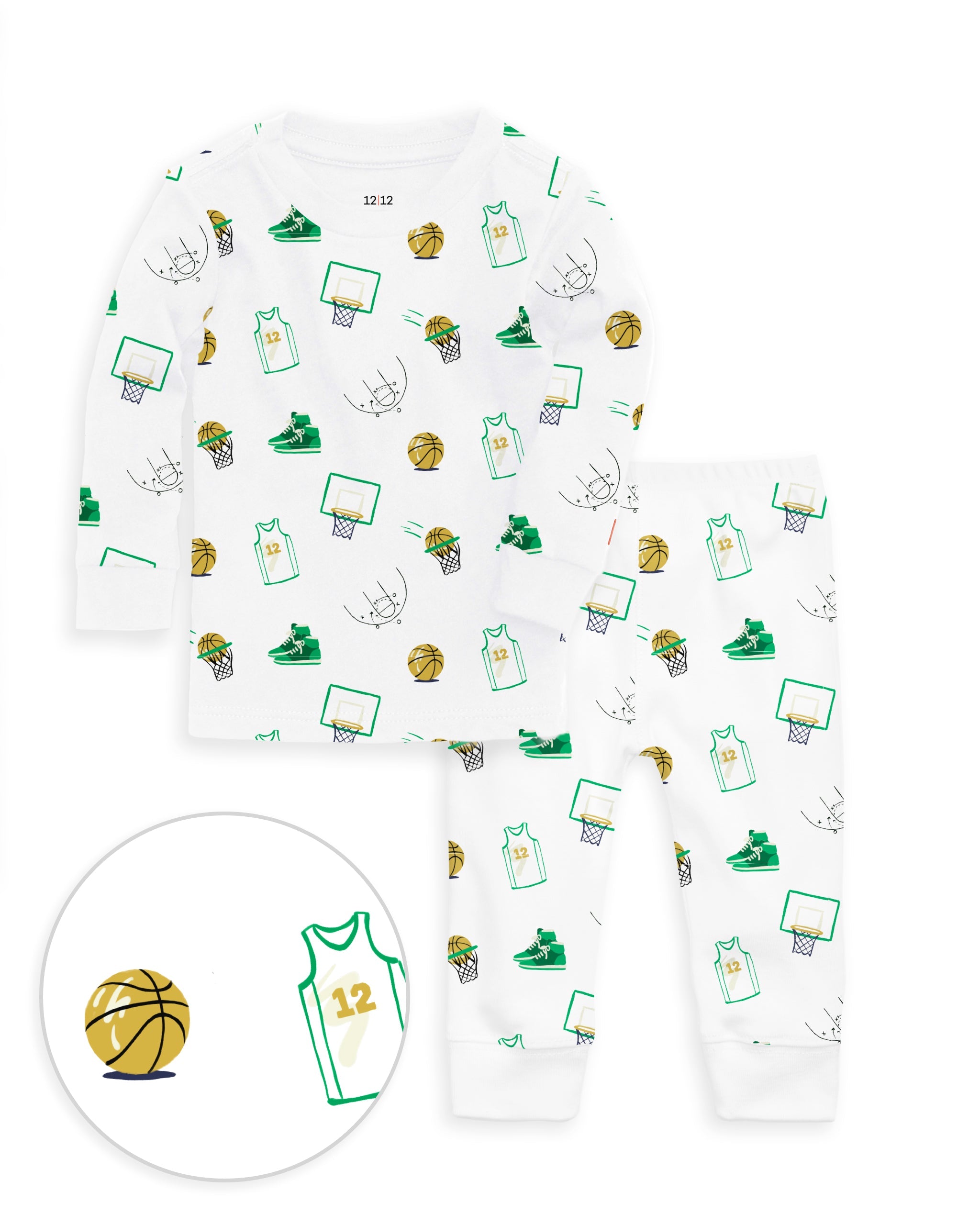 12|12 The Organic Long Sleeve Pajama Set [Hoops]