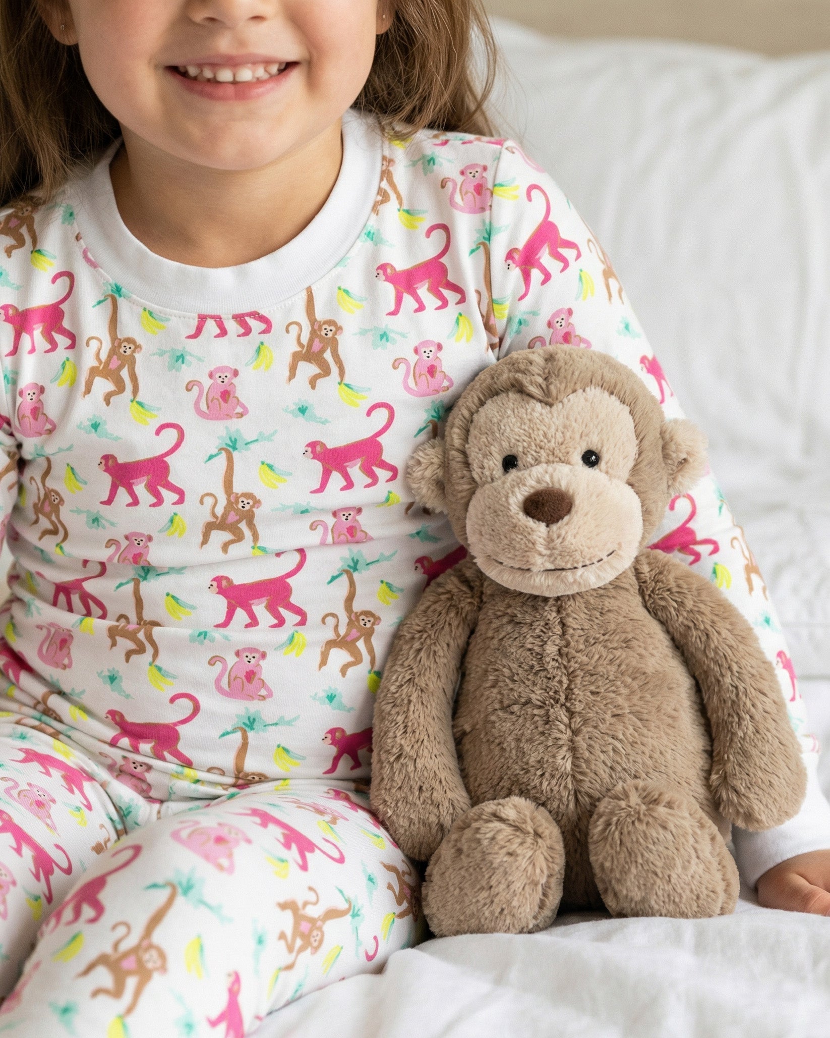 12|12 The Organic Long Sleeve Pajama Set [Monkeying Around Pink]
