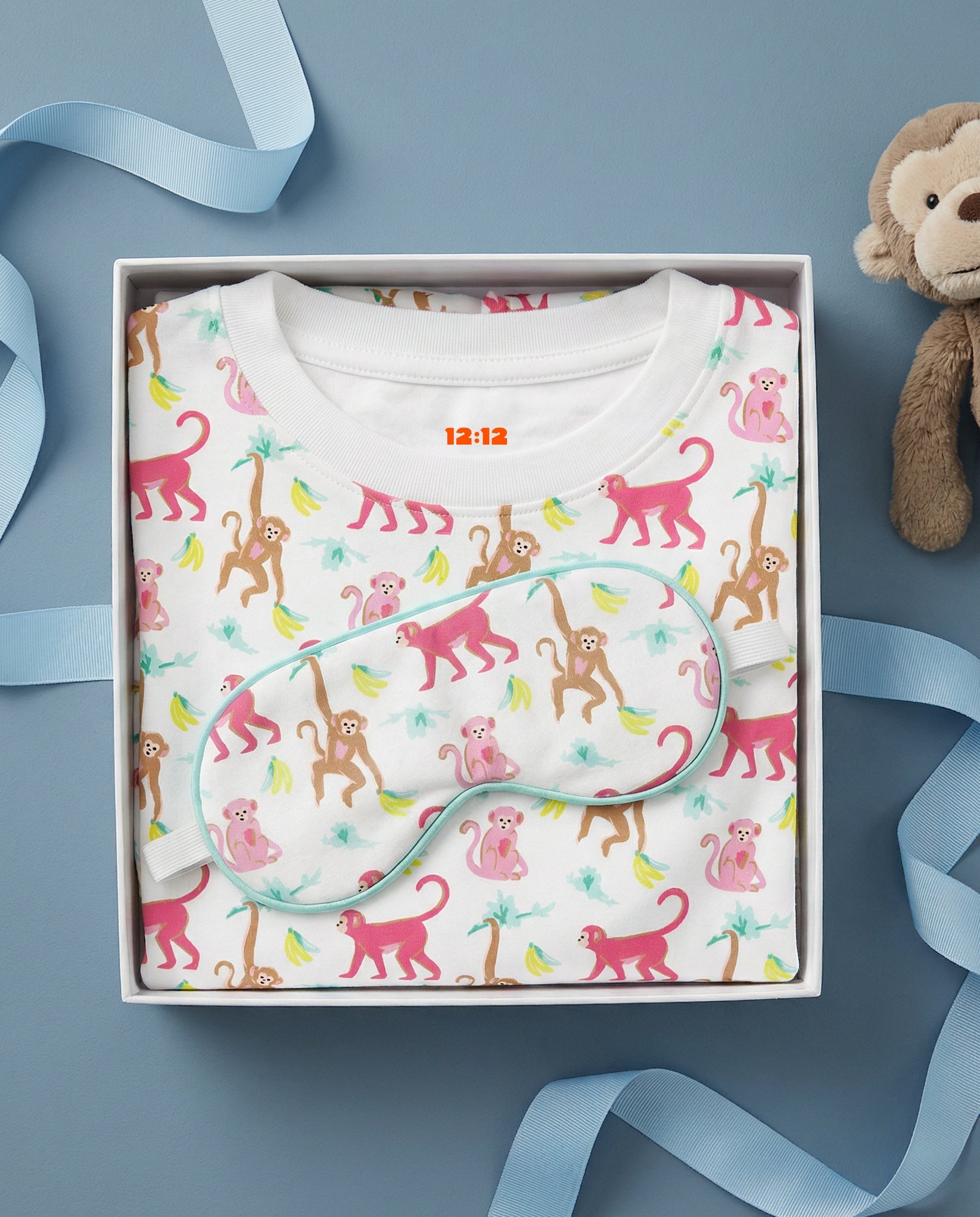 12|12 The Organic Long Sleeve Pajama Set [Monkeying Around Pink]