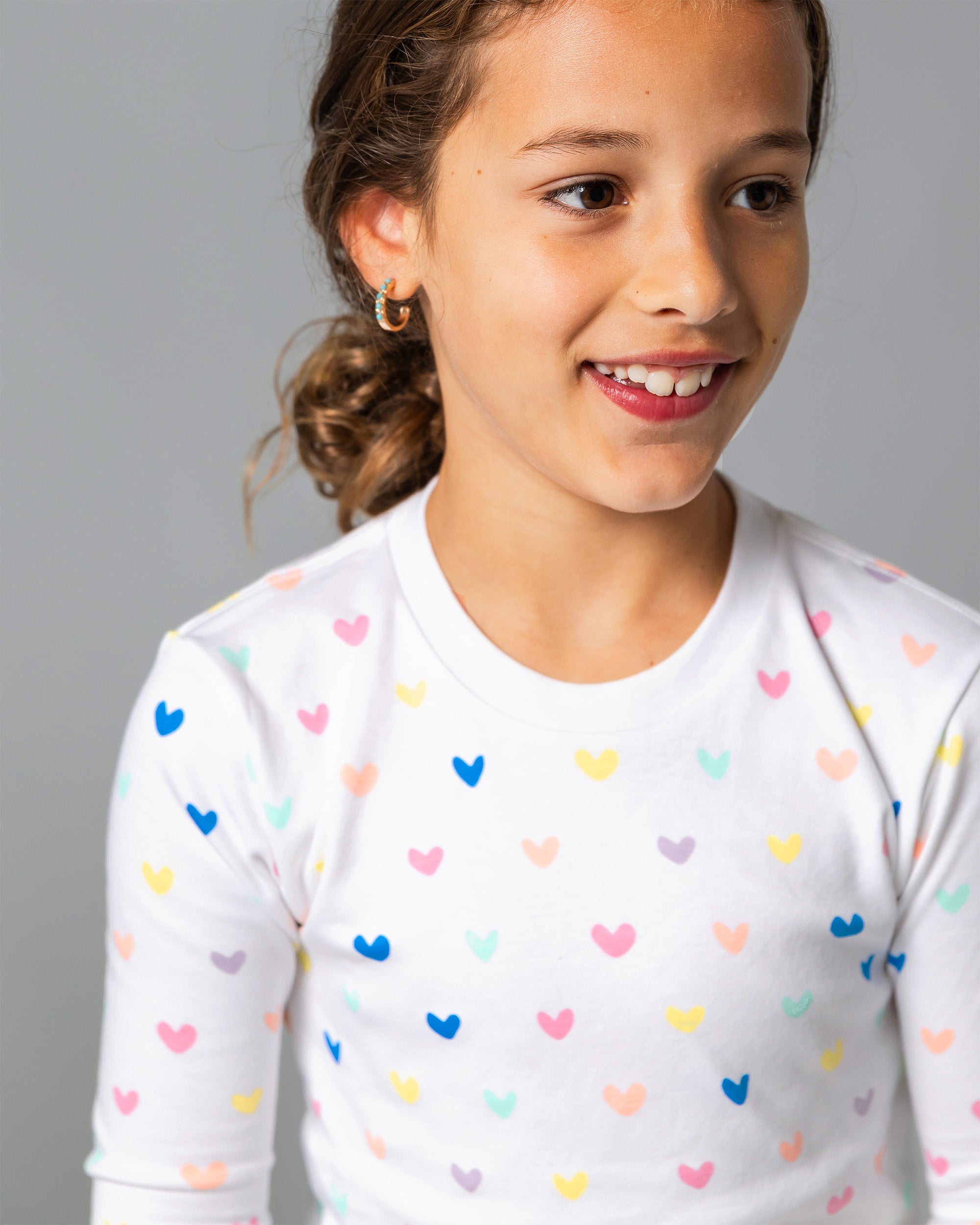 12|12 The Organic Long Sleeve Pajama Set [Rainbow Hearts]