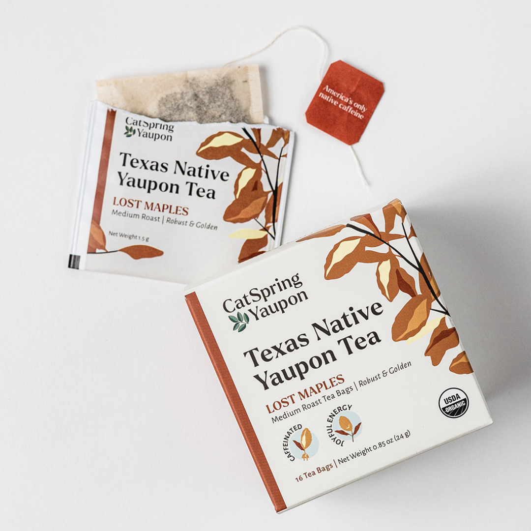 CatSpring Yaupon Case of Lost Maples Medium Roast Yaupon – Bold & Complex  –  Loose Leaf & Tea bags