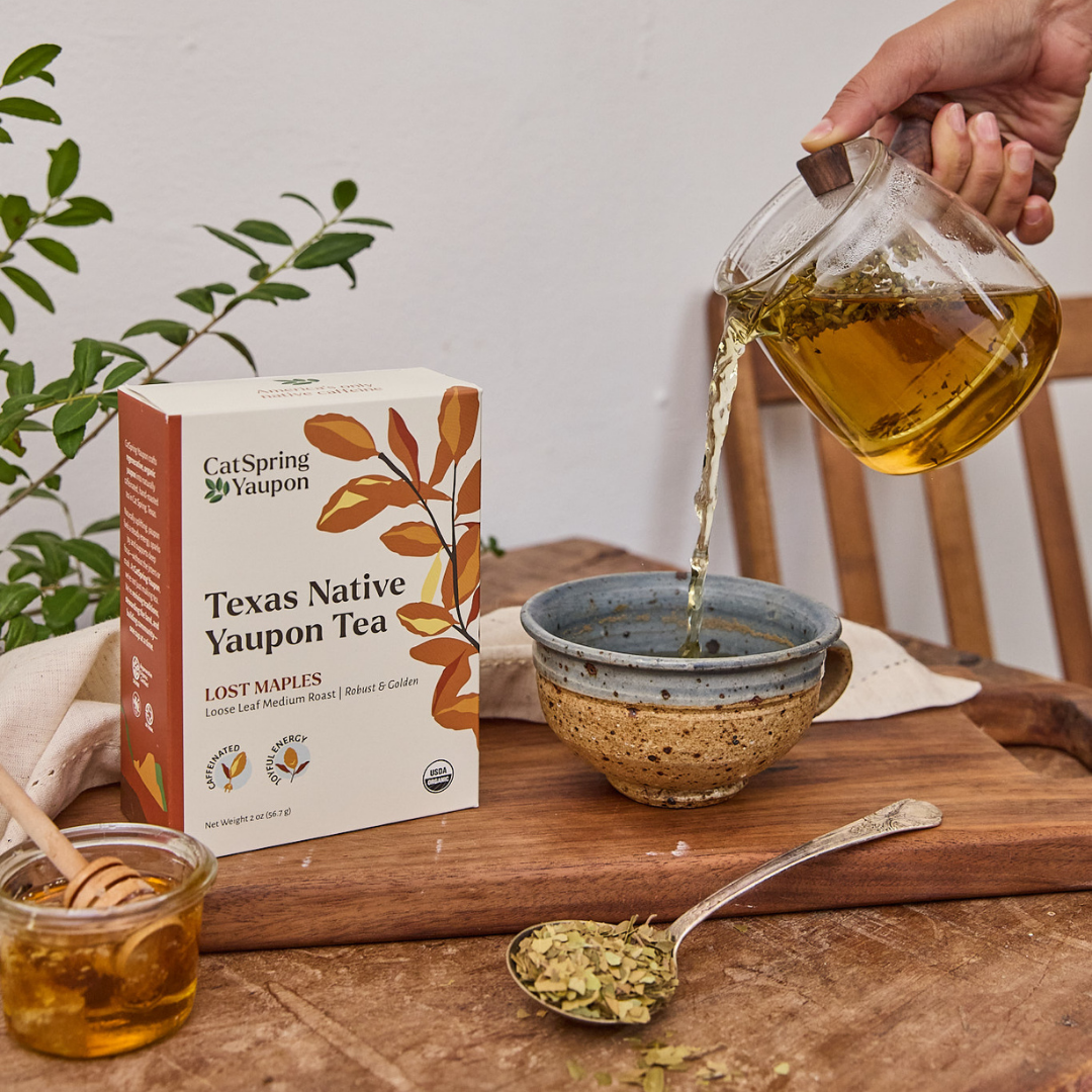 CatSpring Yaupon Case of Lost Maples Medium Roast Yaupon – Bold & Complex  –  Loose Leaf & Tea bags