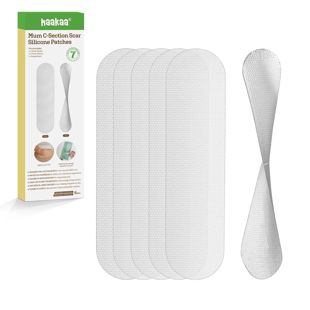 Haakaa Mum C-Section Scar Silicone Patches with packaging on a white background