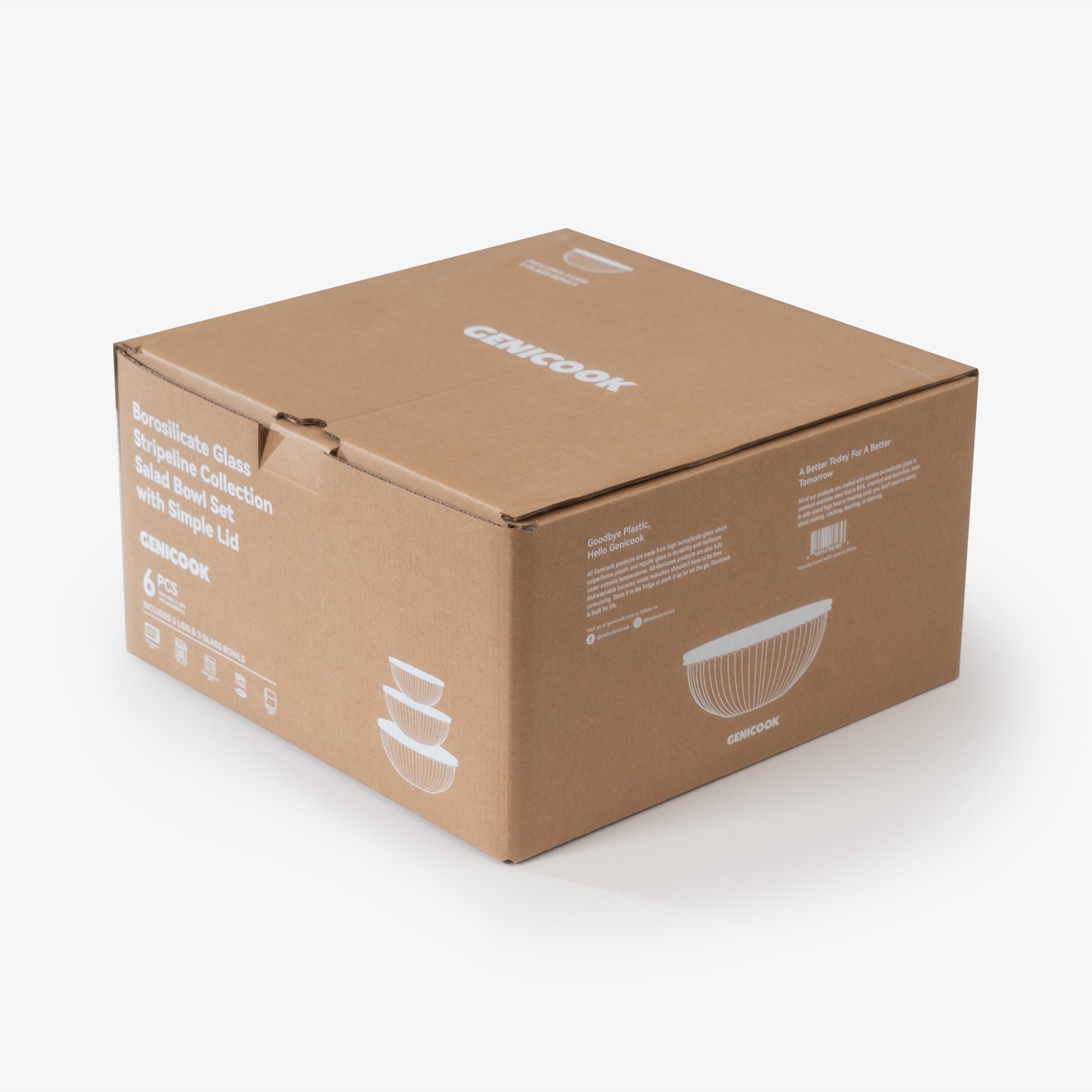 Genicook Borosilicate Glass Mixing Bowl Set - Diamond Blue