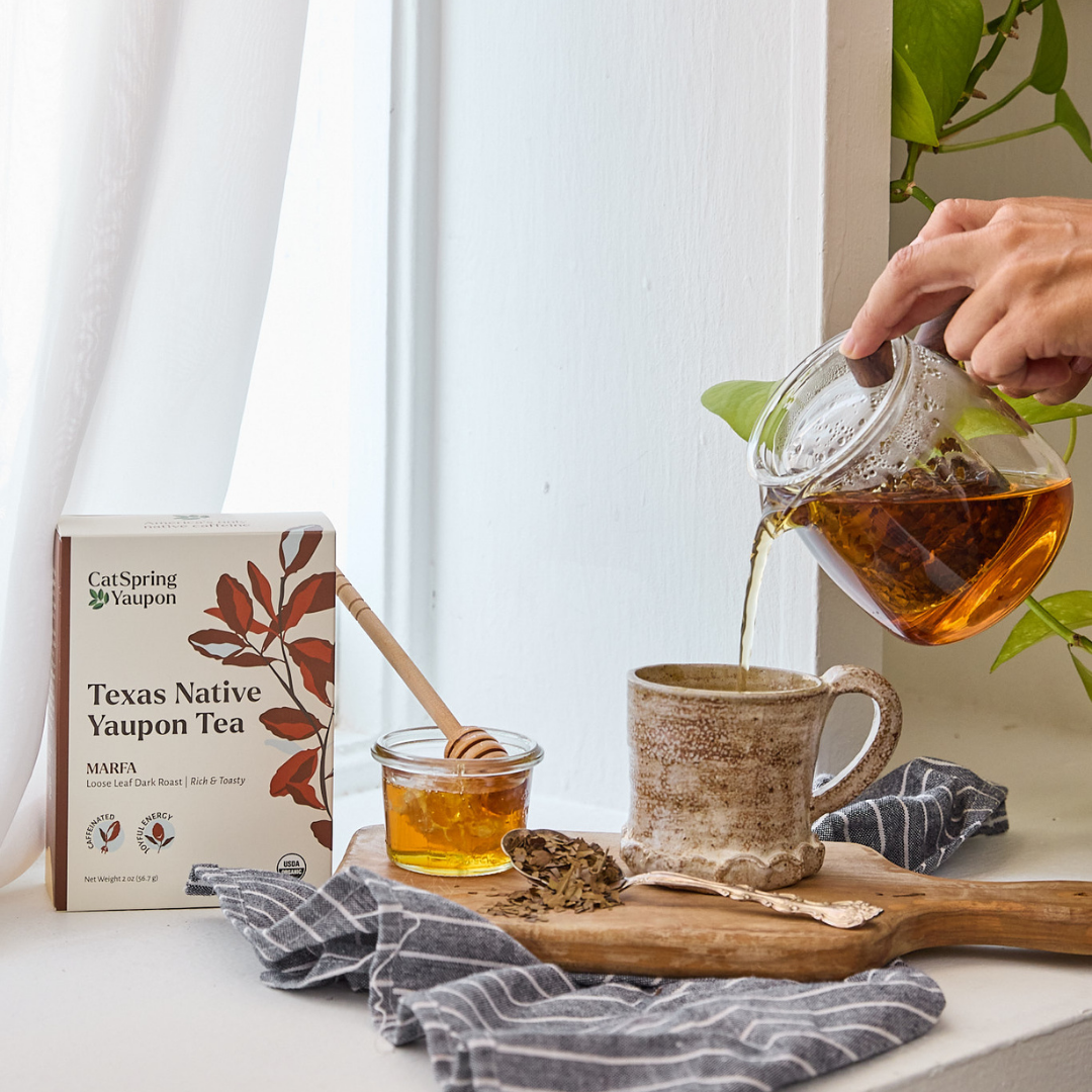 CatSpring Yaupon Marfa Dark Roast Yaupon — Black Yaupon Tea — Tea Bags (16 ct)