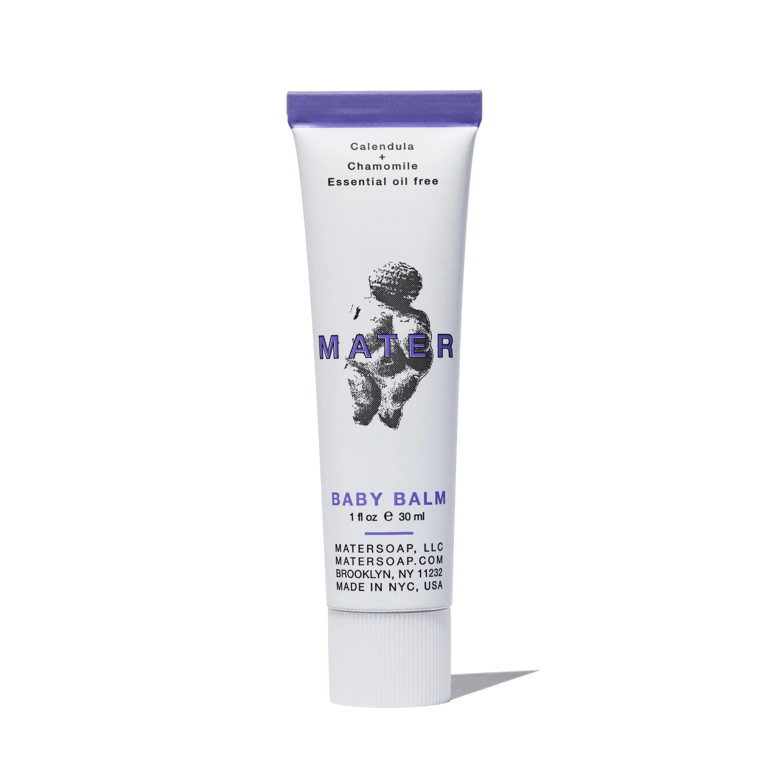 Tube of Mater Baby Balm on a white background