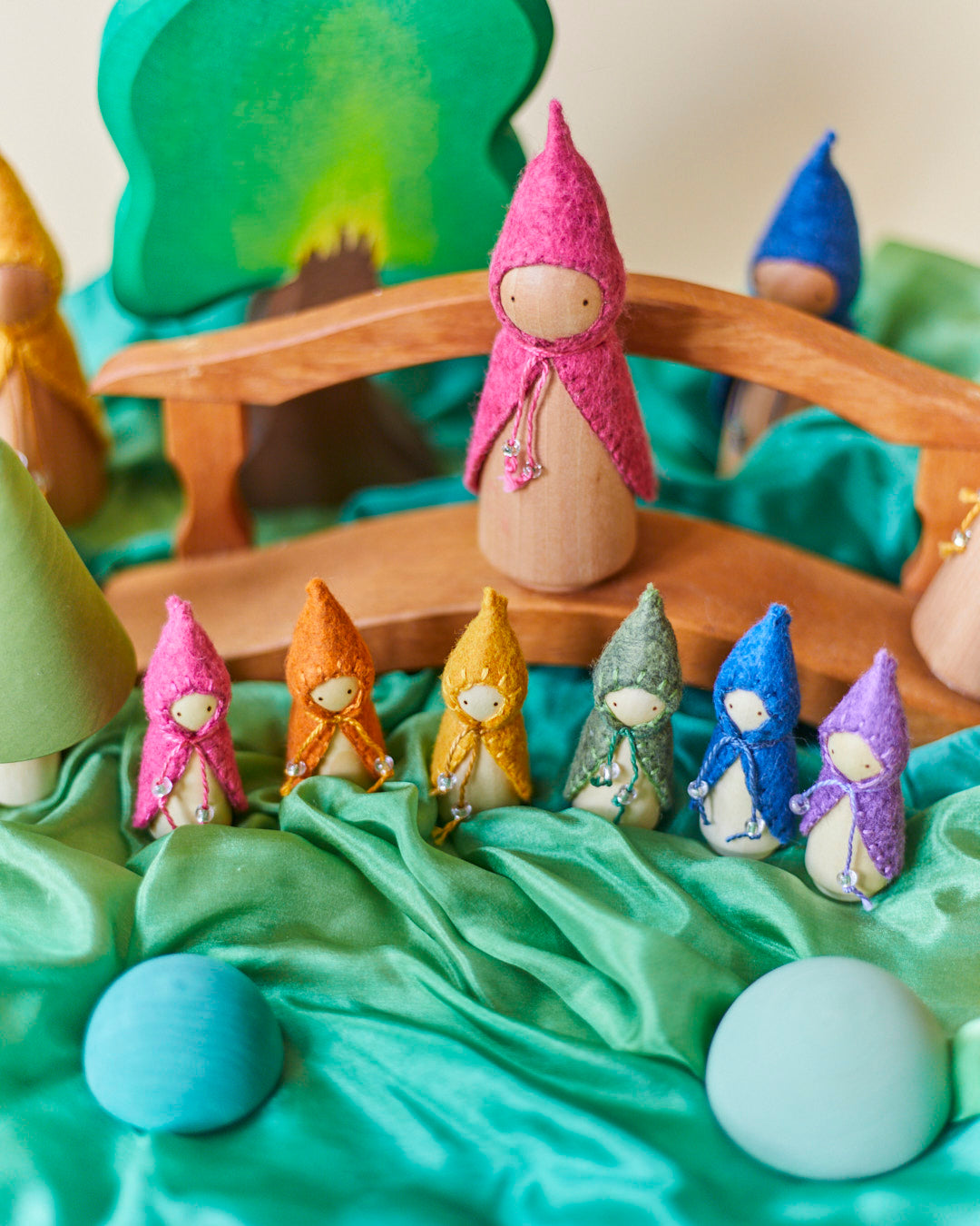 Wonderheart Mini Rainbow Wooden Gnome Set