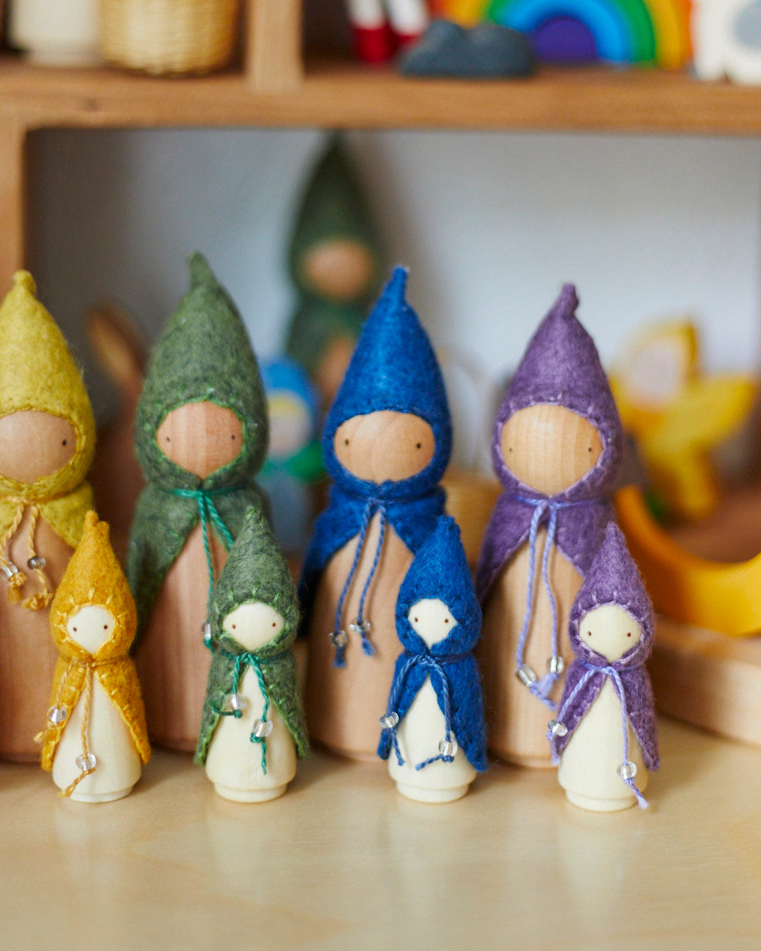 Wonderheart Mini Rainbow Wooden Gnome Set
