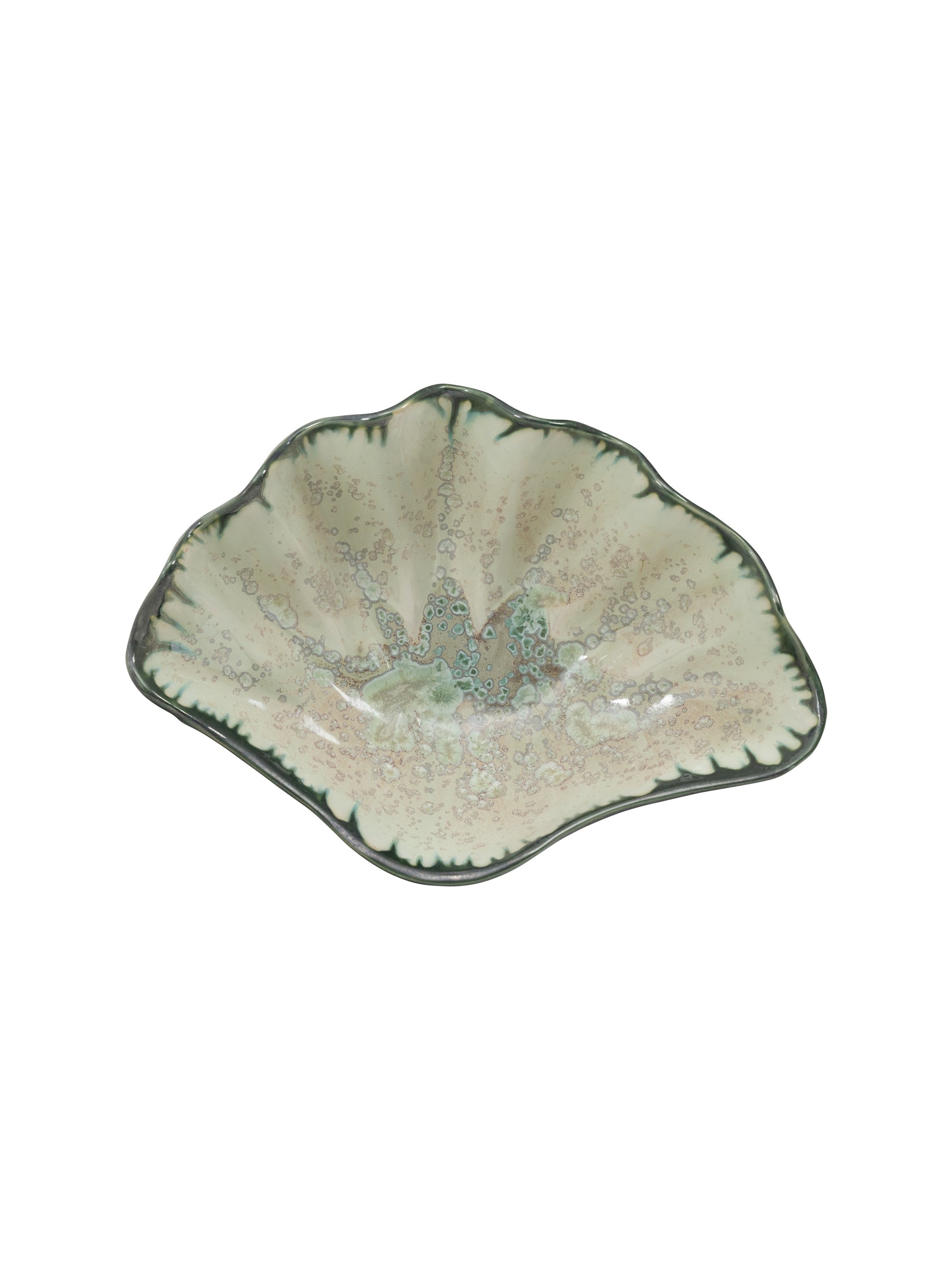 Ceramic dish with textured surface on a white background