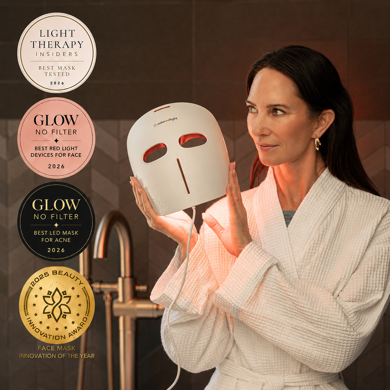 MitoGLOW™ LED Red Light Therapy Mask | With Blue, Yellow, Red and Near Infrared LED