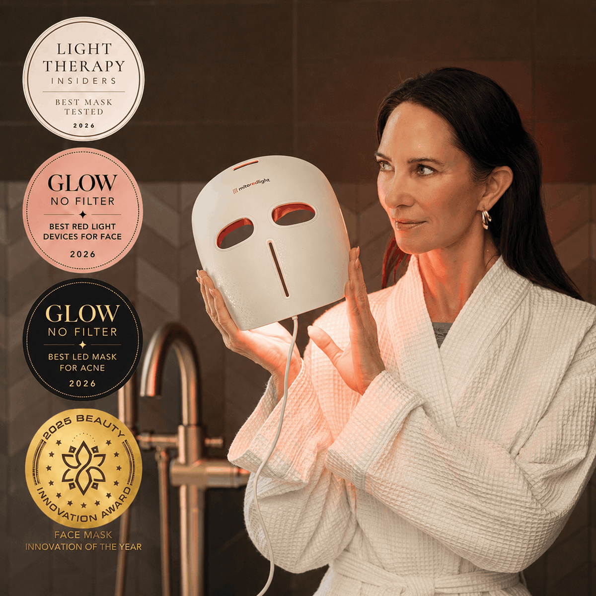 MitoGLOW™ LED Red Light Therapy Mask | With Blue, Yellow, Red and Near Infrared LED