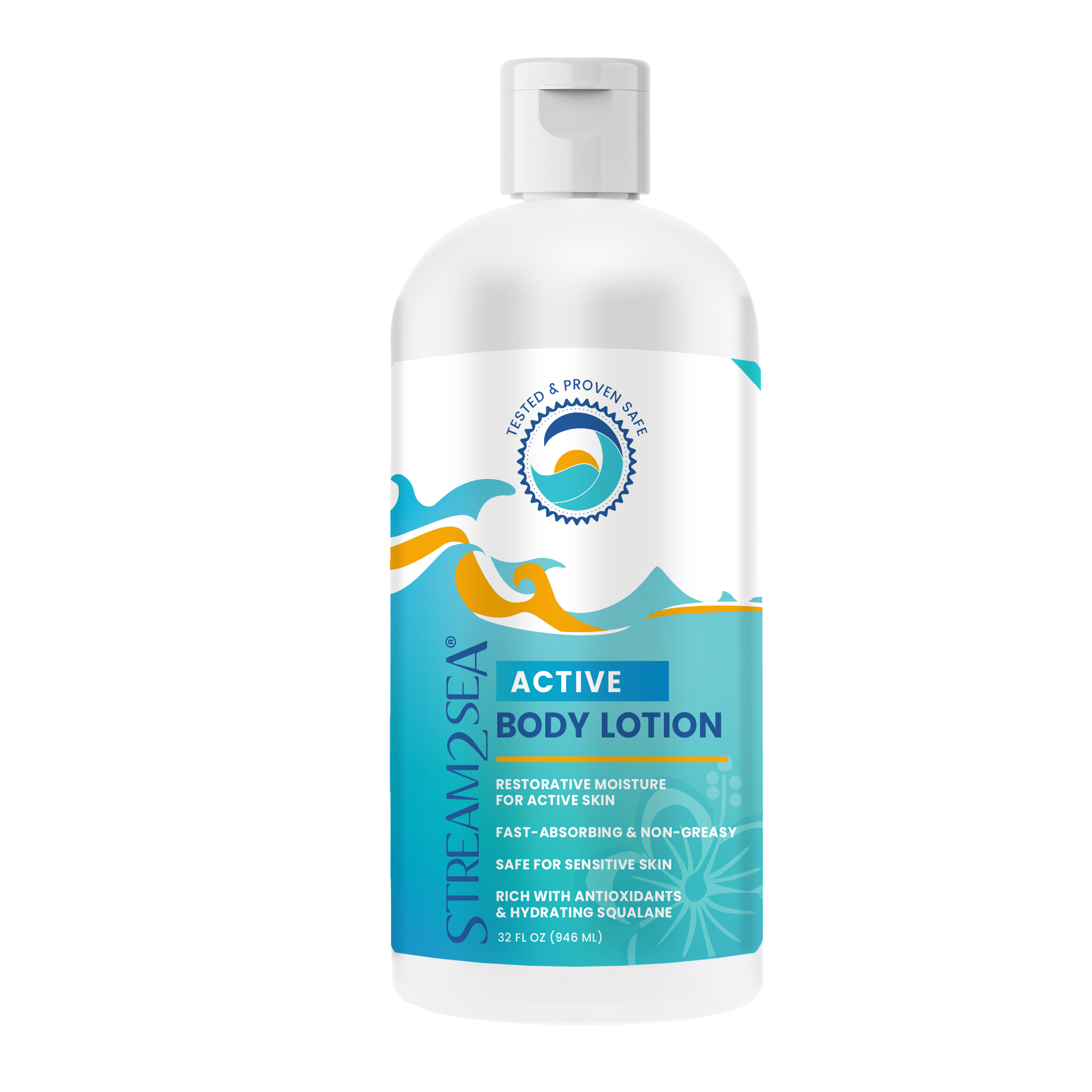 Stream of Sea Active Body Lotion bottle on a white background