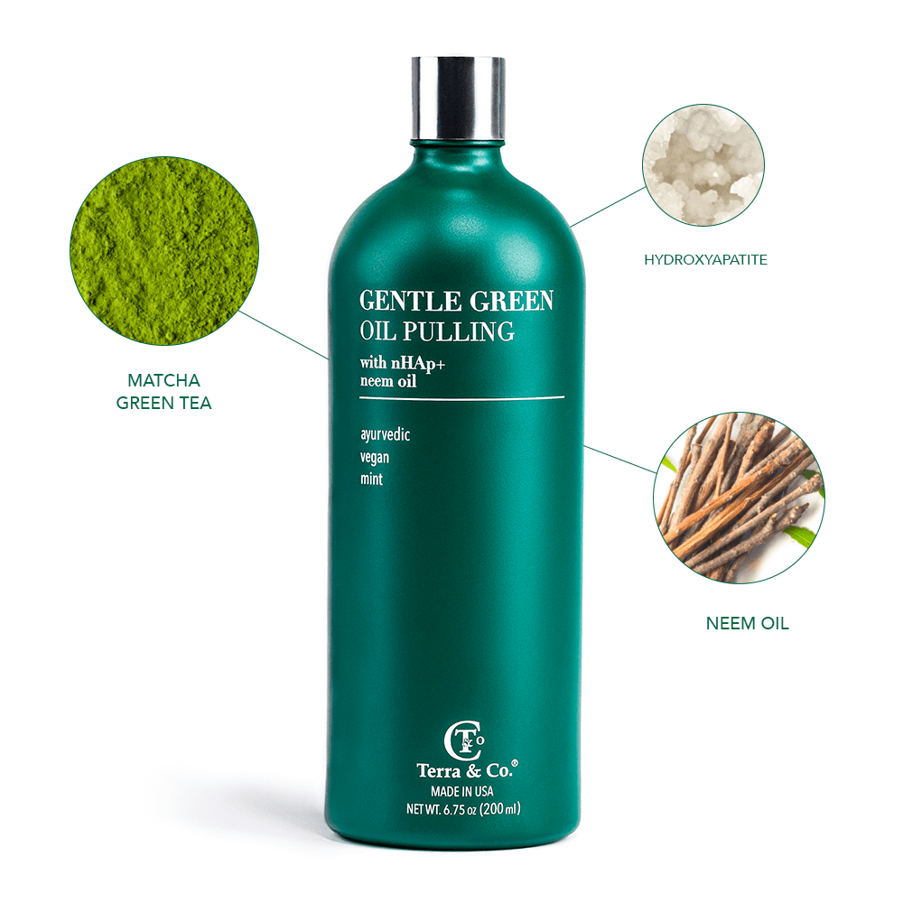 Terra & Co. Gentle Green™ Oral Detox Bundle – Stainless Steel Tongue Scraper & Ayurvedic Oil Pulling (Fluoride-Free, Enamel Support)