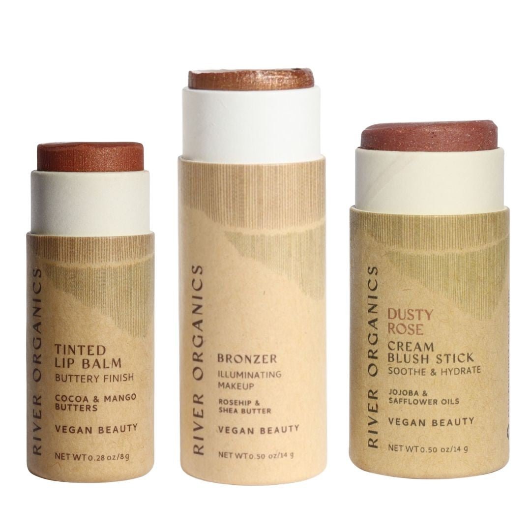 River Organics Lip + Highlighter + Blush Set