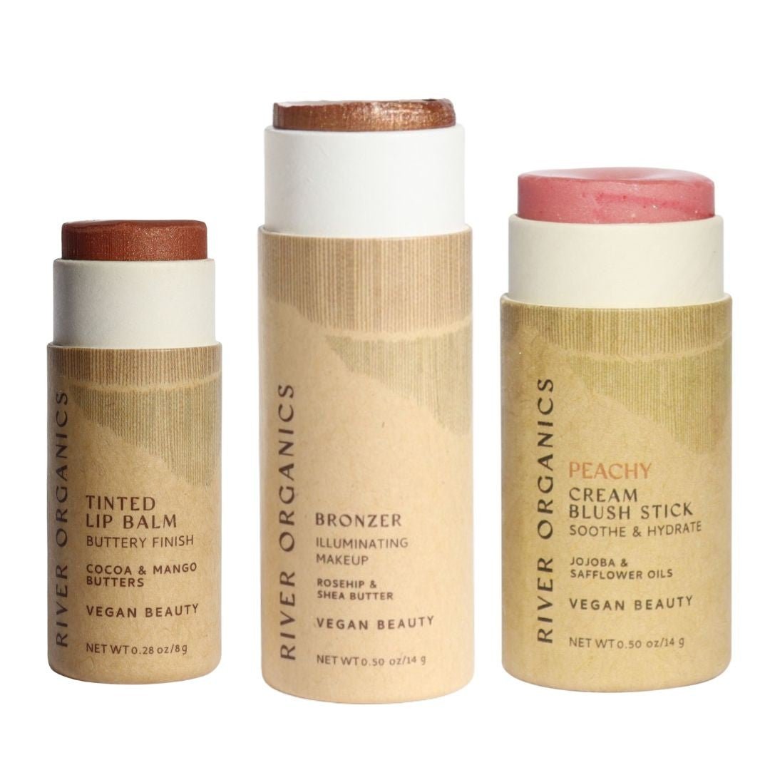 River Organics Lip + Highlighter + Blush Set