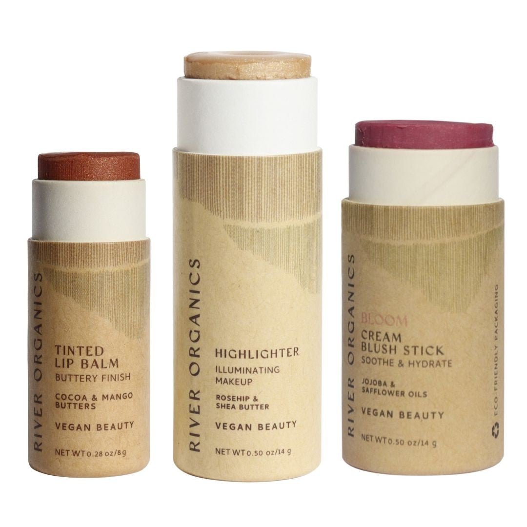 River Organics Lip + Highlighter + Blush Set