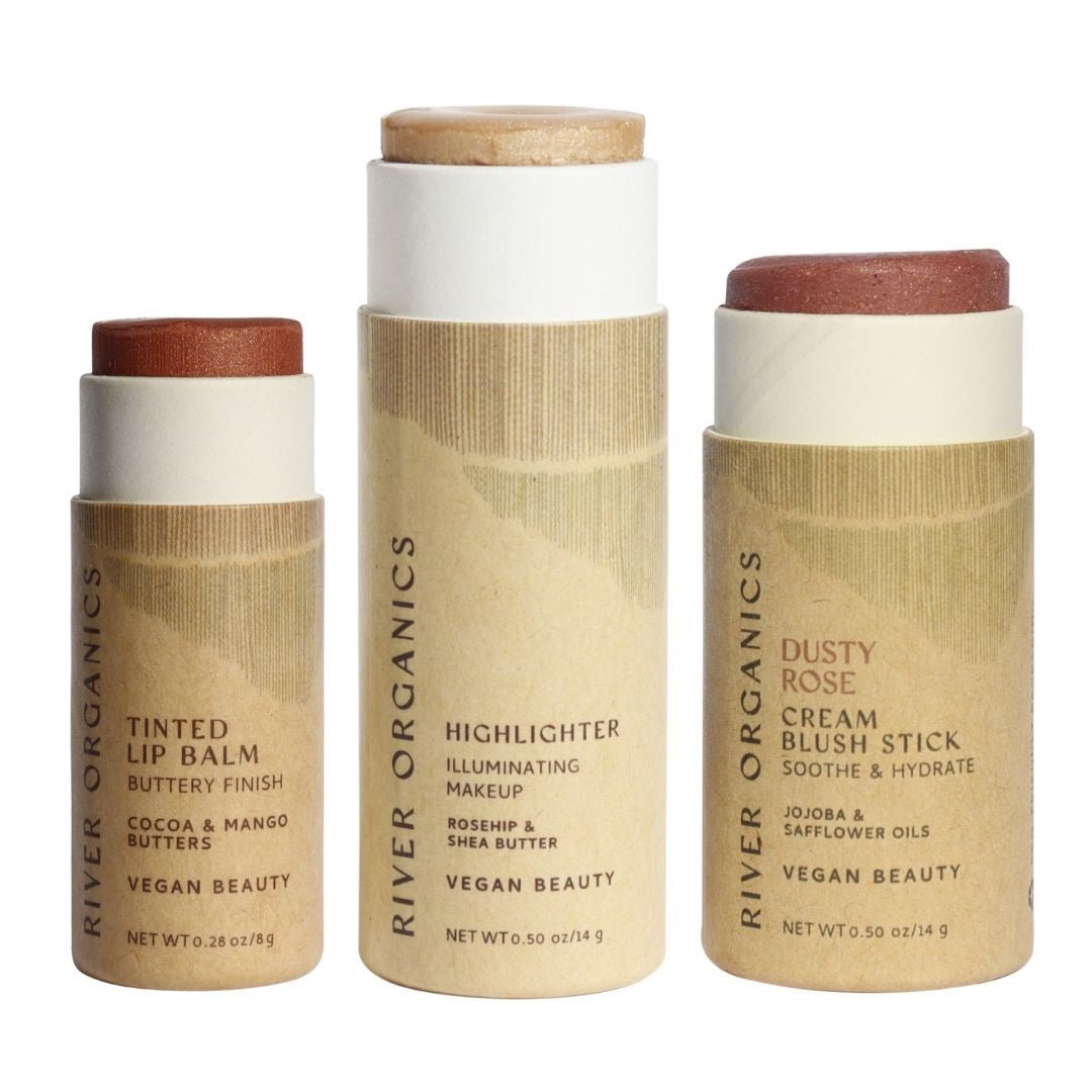 River Organics Lip + Highlighter + Blush Set