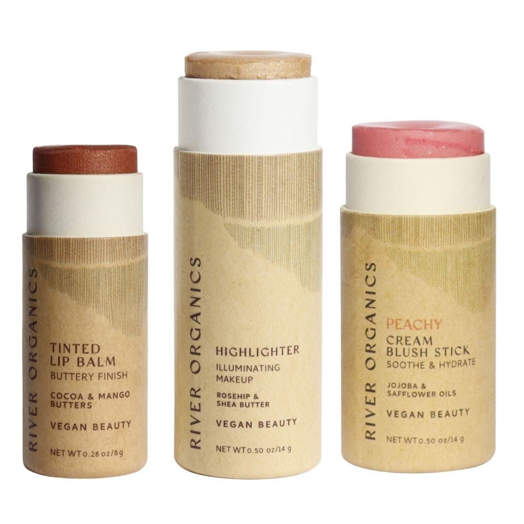 River Organics Lip + Highlighter + Blush Set