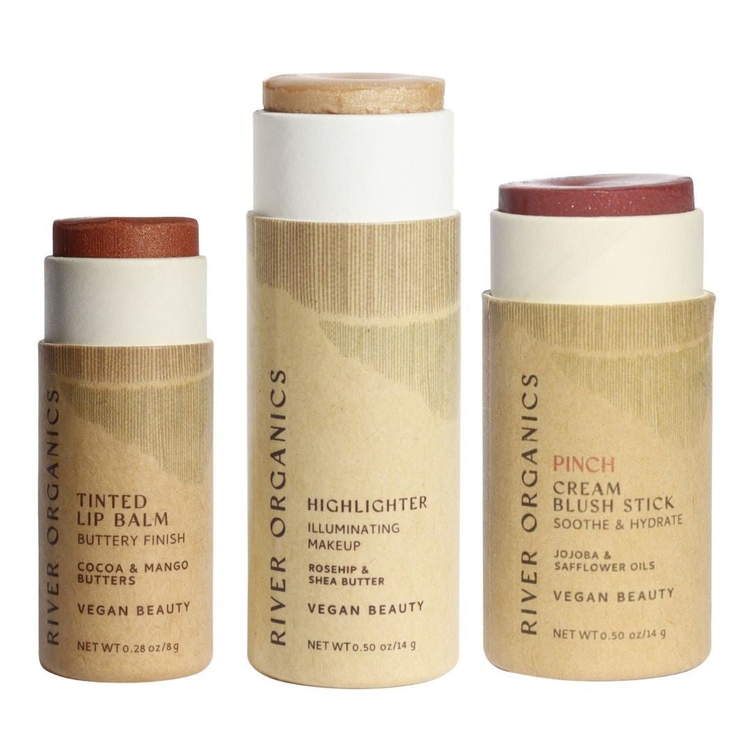 River Organics Lip + Highlighter + Blush Set