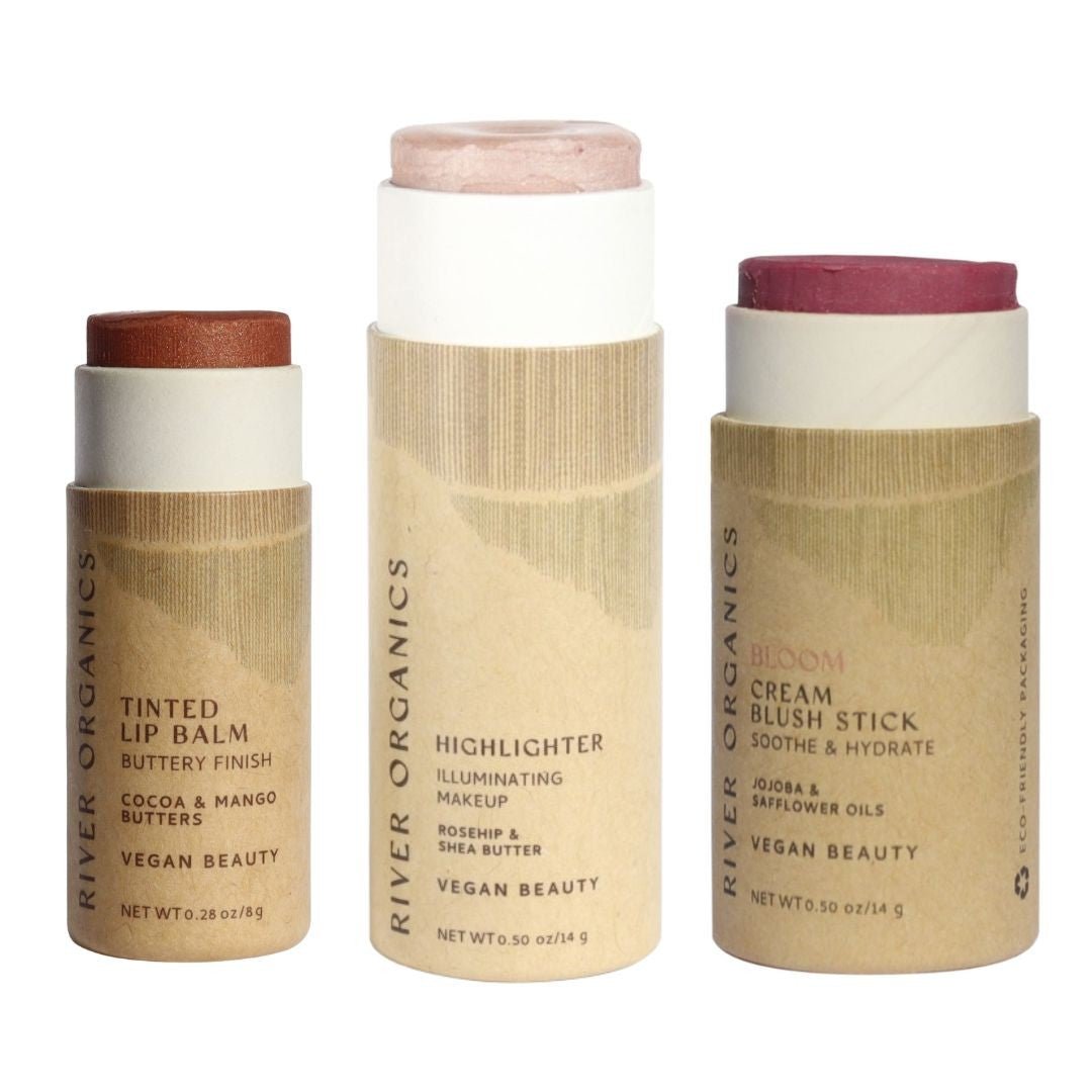 River Organics Lip + Highlighter + Blush Set